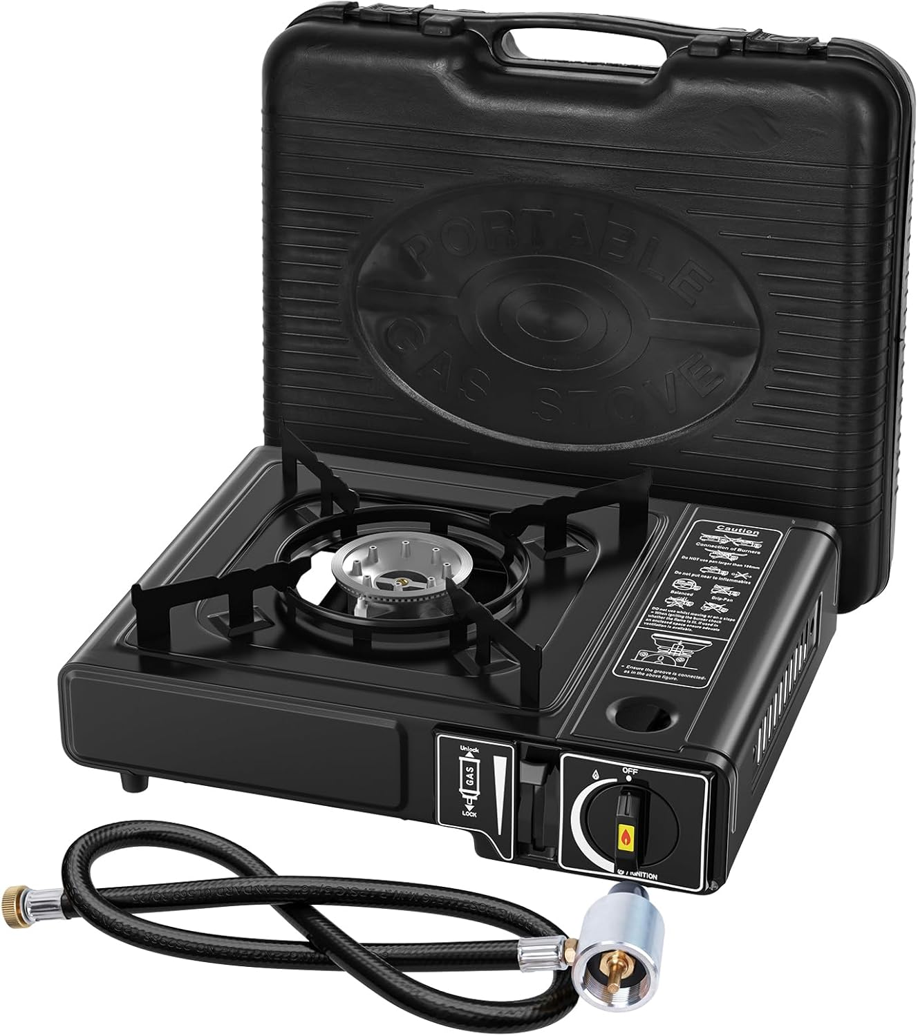 7800 BTU Dual Fuel Camp Stove, Butane or Propane Portable Stove for Camping, Lightweight Portable Camping Stove, Propane Adapter Hose and Carrying Case Included 7800 BTU Dual Fuel Camp Stove, Butane or Propane Portable Stove for Camping, Lightweight Portable Camping Stove, Propane Adapter Hose and Carrying Case Included
