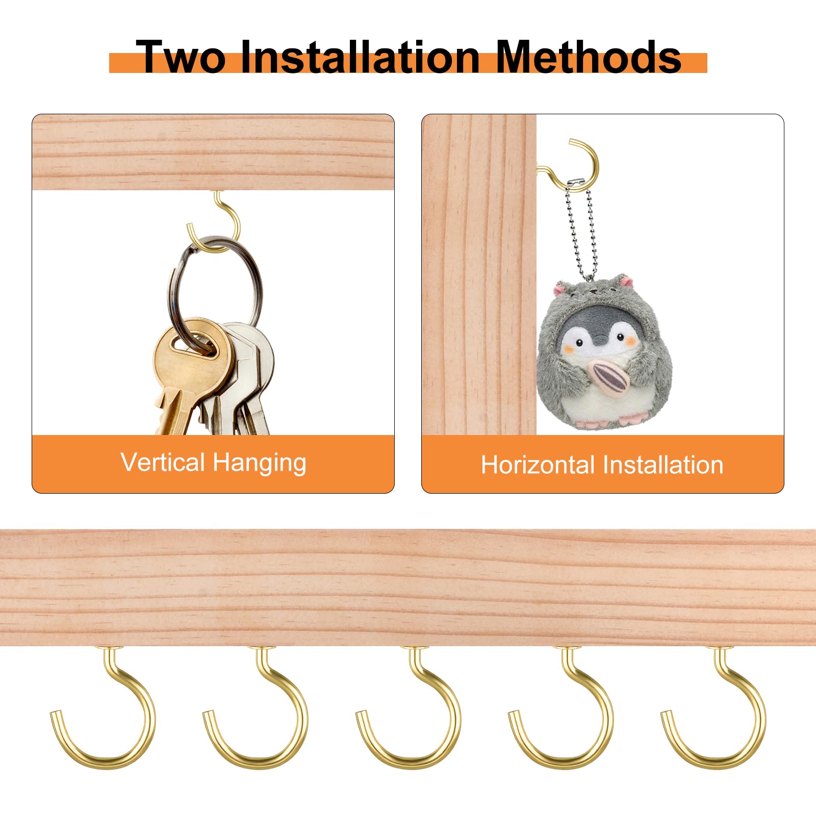 HIKPACKER 240 Pezzi Ganci a Vite, Gancio a Vite per Legno | con Scatola, per Piante, Tazze, Decorazioni Artistiche, Chiavi, Decorazione Natalizia, per Casa Ufficio (Oro)