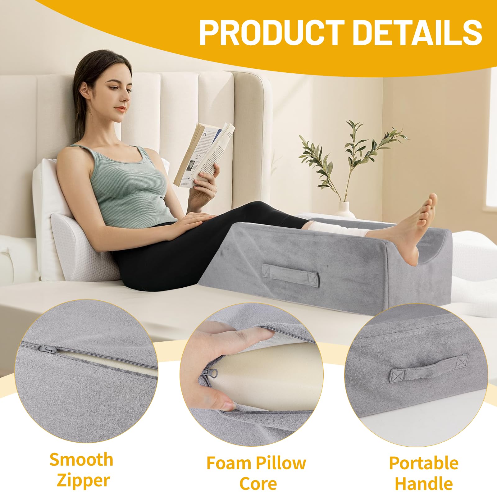 SWAWIS Coussins Relève-Jambes en Mousse Gris Confortable Circulation