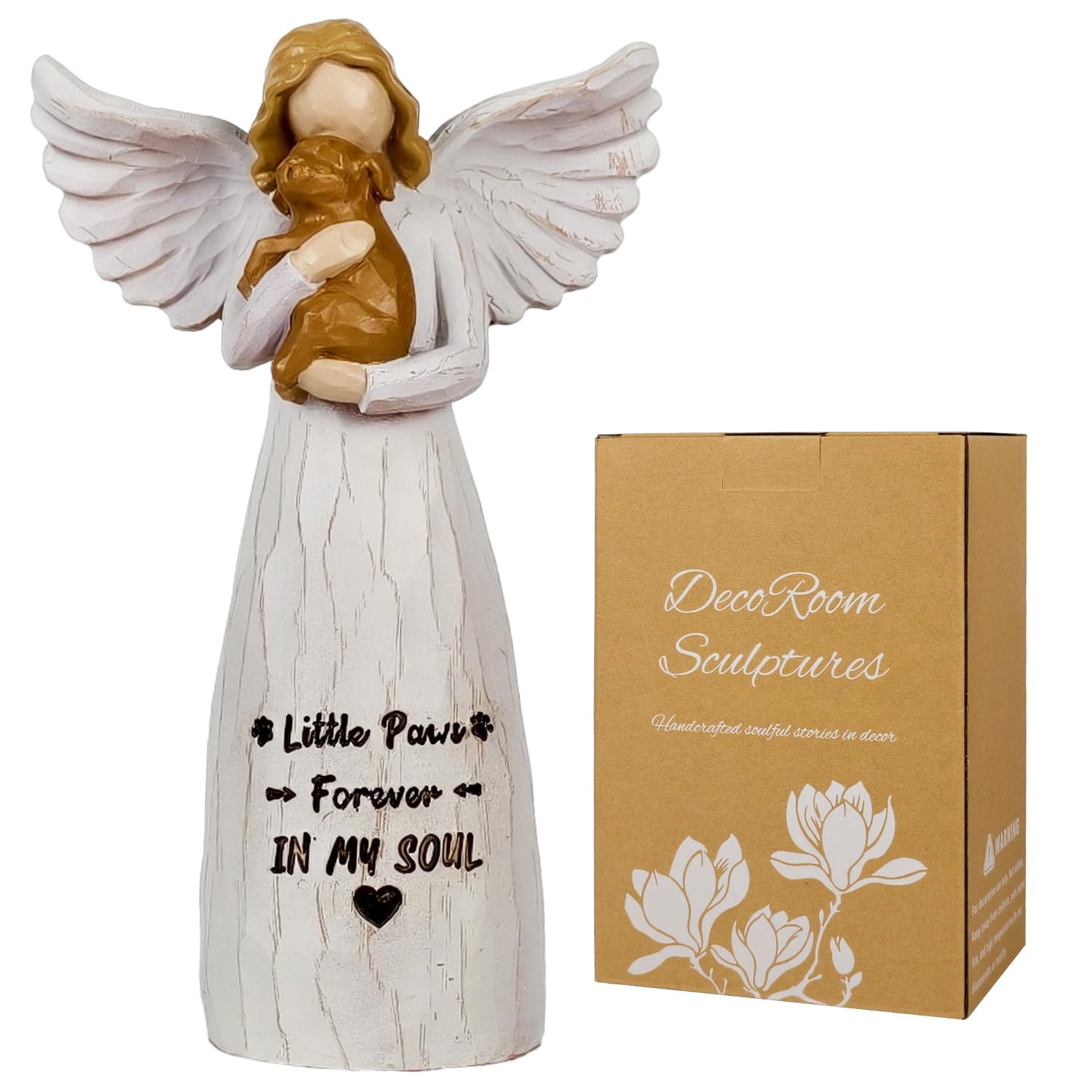 Dog Memorial Gifts for Loss of Dog, Pet Remembrance Gifts - Hand-Painted 7" Angel Figurine Decor for Pet Owners