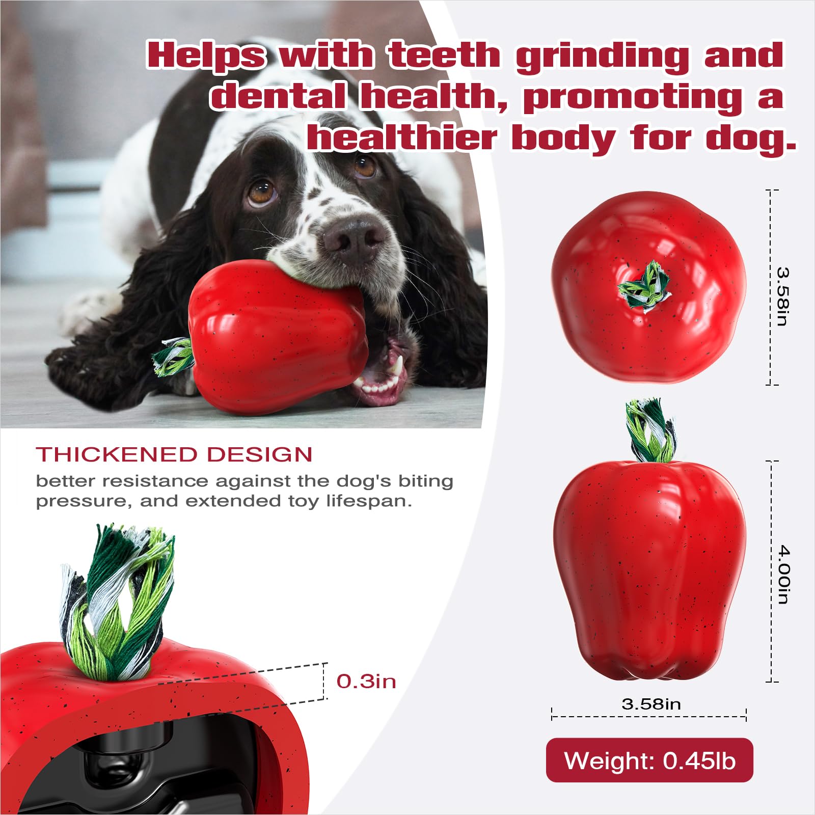 Juguetes masticables chirriantes para perros, bola de manzana resistente para masticadores medianos/grandes/extra agresivos, razas de perros, interactivo, duradero, indestructible, chirriante, juguete