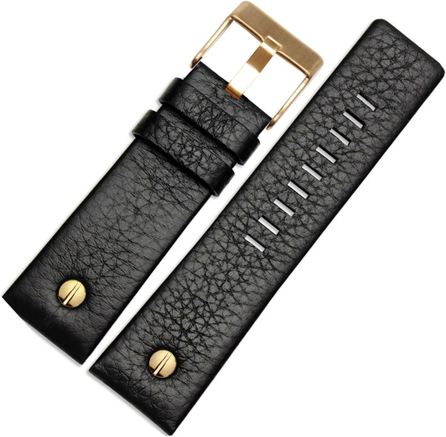 HFERHT Genuine Leather Strap Watchband 22 24 26 27 28 30mm Litchi Grain Compatible With Diesel DZ4316 DZ7395 DZ7305 Watch Band Watch Bracelet
