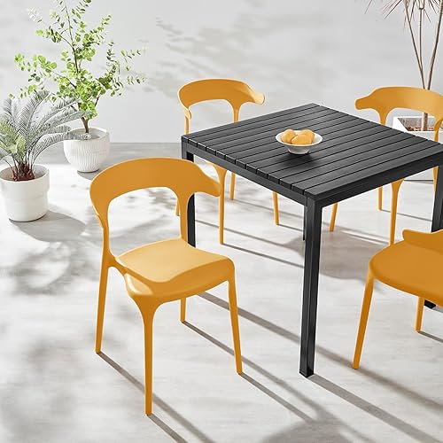 Miniatura 2 de Moderno juego de sillas de comedor apilables, sin montaje, silla de plástico, silla de patio, adecuado para cafeterías y restaurantes de interiores