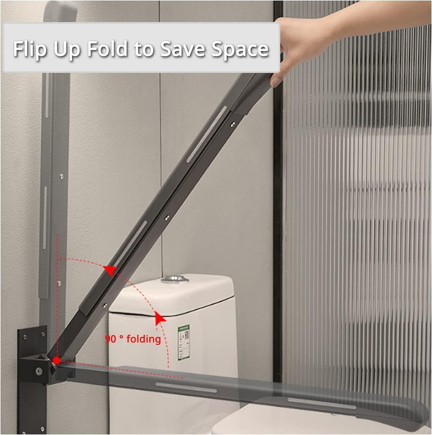 Barra de Seguridad abatible para Inodoro, pasamanos de Seguridad para baño, Montaje en Pared, pasamanos de Seguridad para baño, Barra de Agarre Antideslizante de Acero Inoxidable, Ayuda para el