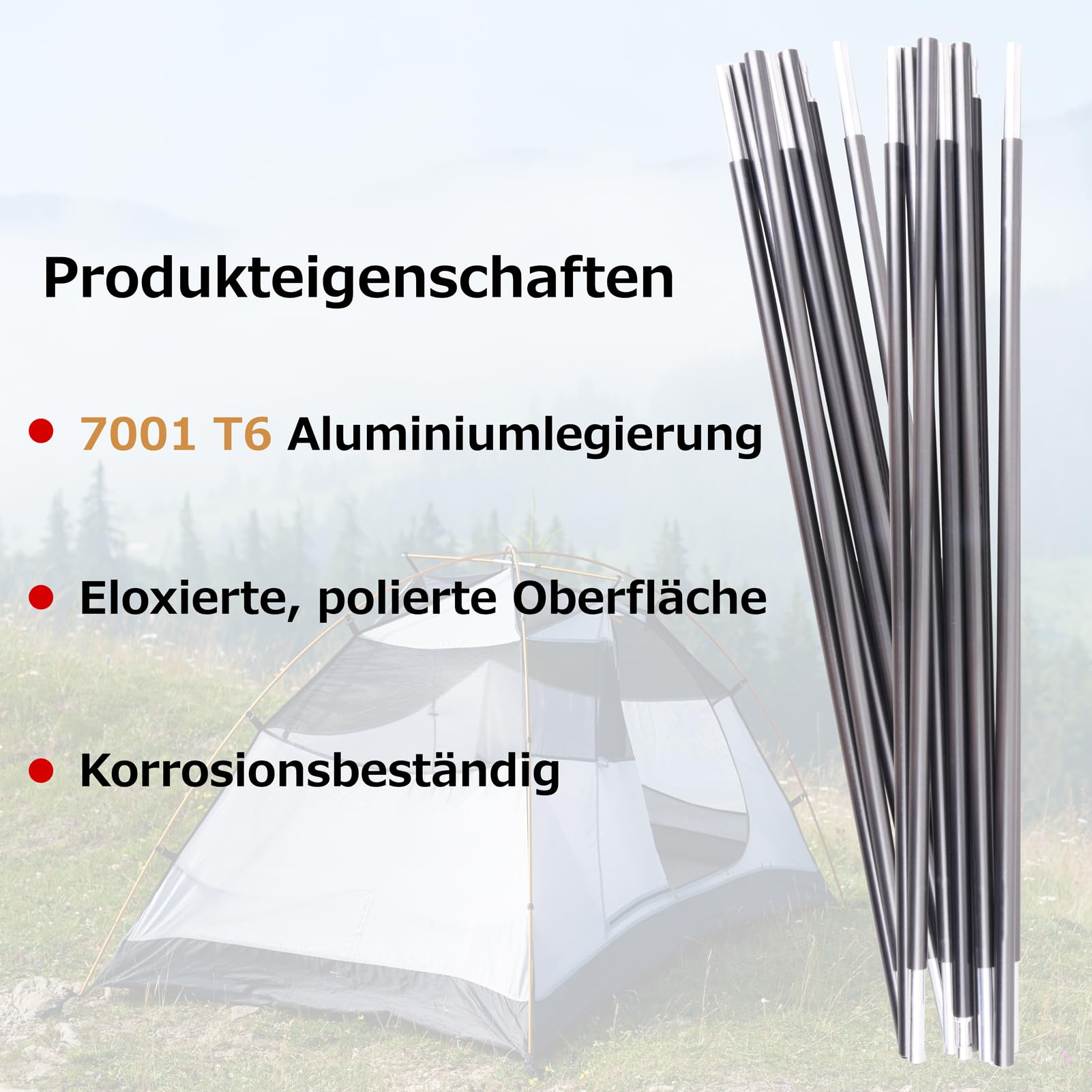 Azarxis Zeltstange Reparatur Set, Alu Teleskopstangen, Ersatzgestänge Einstellbar Zubehör für Zelt Camping Wandern