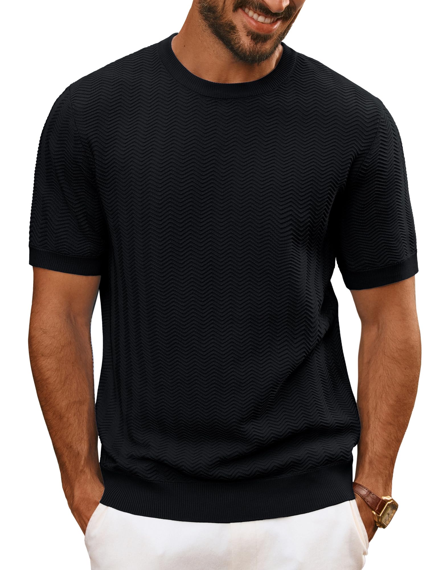 PJ PAUL JONES T-Shirts für Herren Kurzarm Rundhals Sommer Oberteile Casual Strick T-Shirt