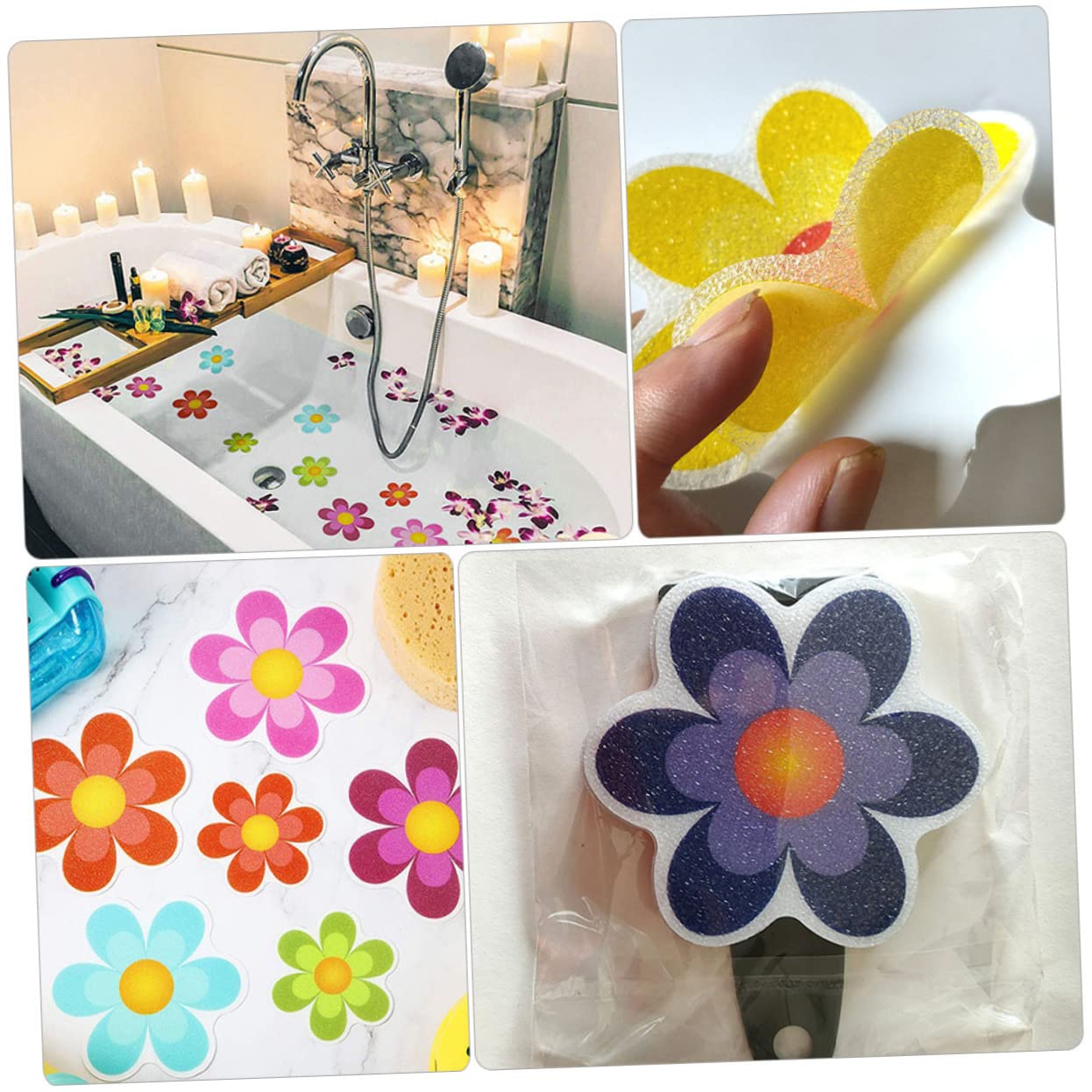 MAGICLULU 3 Juegos Adhesivos Antideslizantes para Flores. Cocina Pegatinas De Pared Bañera Pegatinas Flor Transparente Pegatinas Pegatina De Agarre De Bañera Ducha De Polivinilo