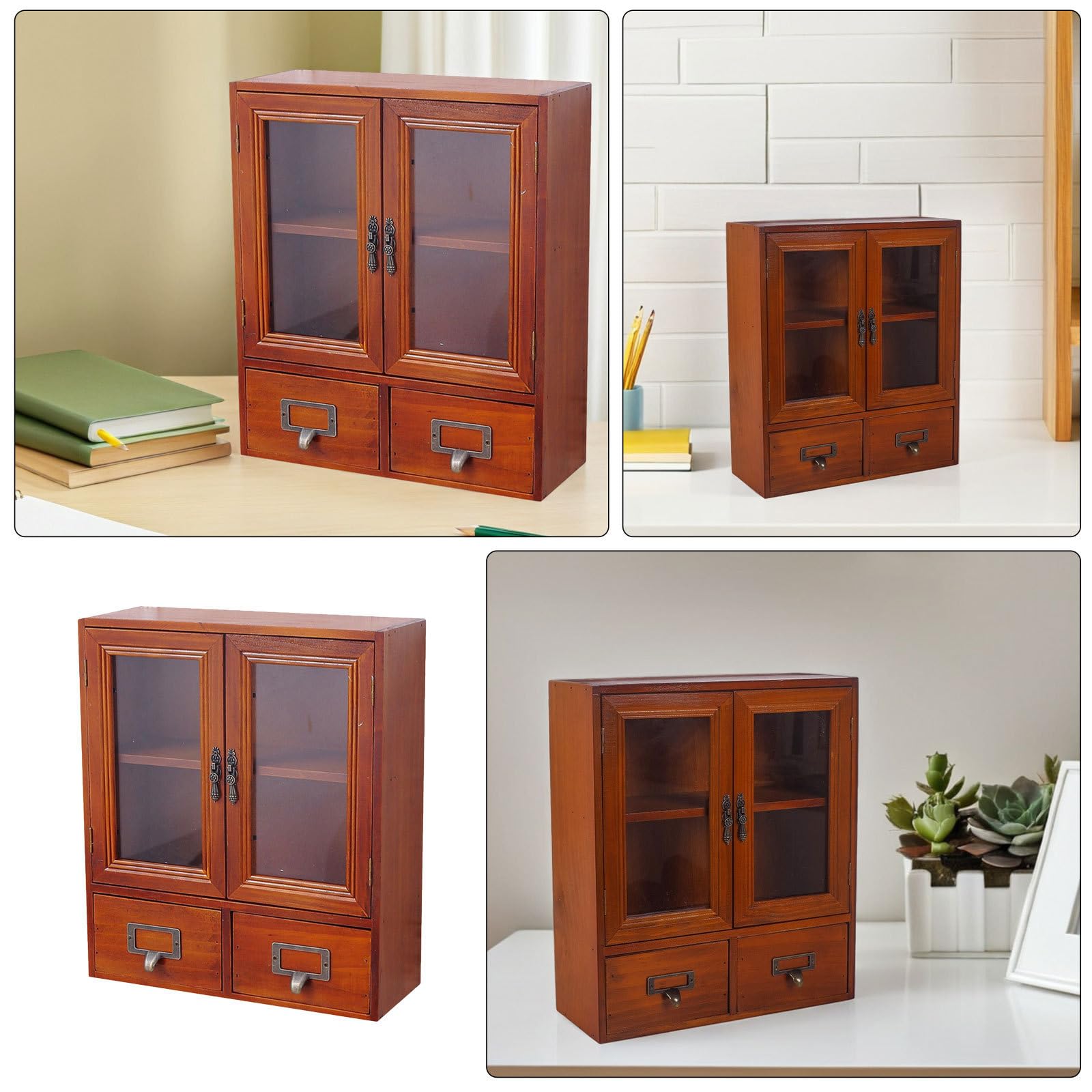 Doppelter Türschrank aus Holz im Vintage Stil mit vielfältigen Schubladen für Küchenorganisation und Schlafzimmernutzung