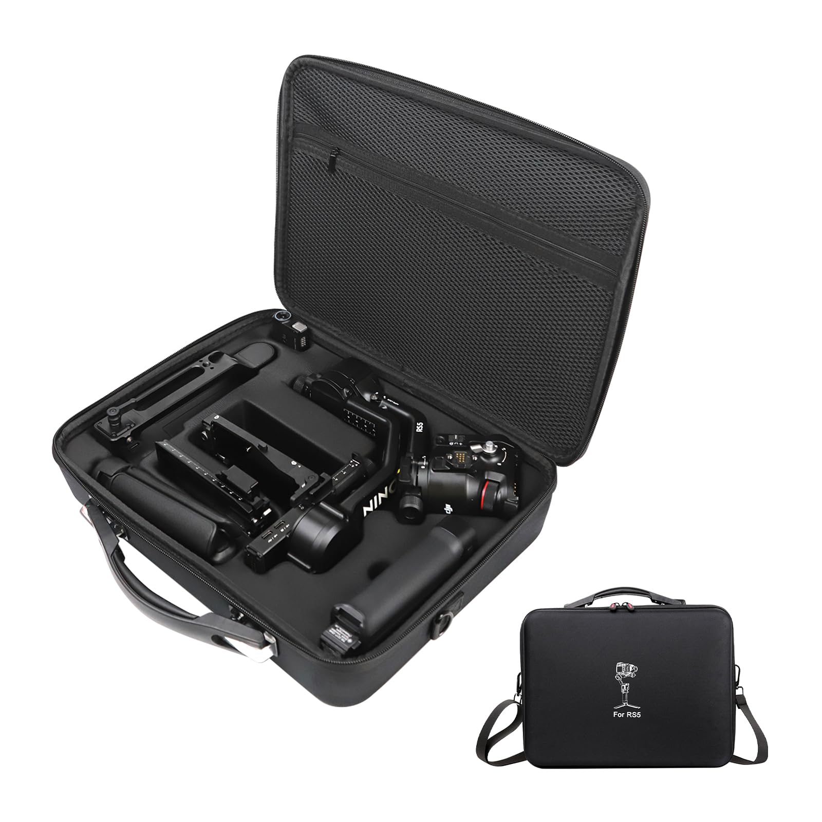 Custodia per DJI RS 5, Custodia portatile impermeabile per DJI RS 5 Combo con cintura per la spalla（Nero）
