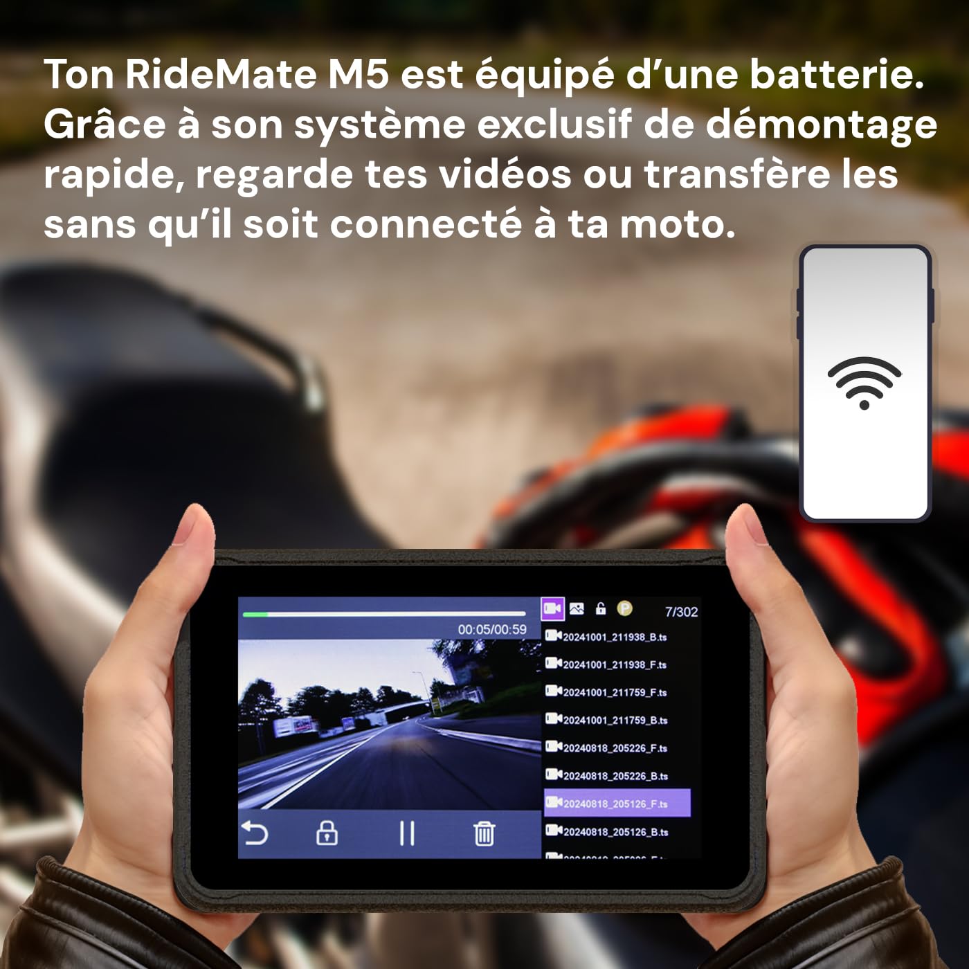 LBG RideMate M5 - Dashcam Moto 2.5K+2.5K (1440p), Tableau de Bord Carplay Android Auto, Caméra embarquée Avant et arrière avec capteur Starvis, Enregistrement en Boucle, Marque française, Grand Angle