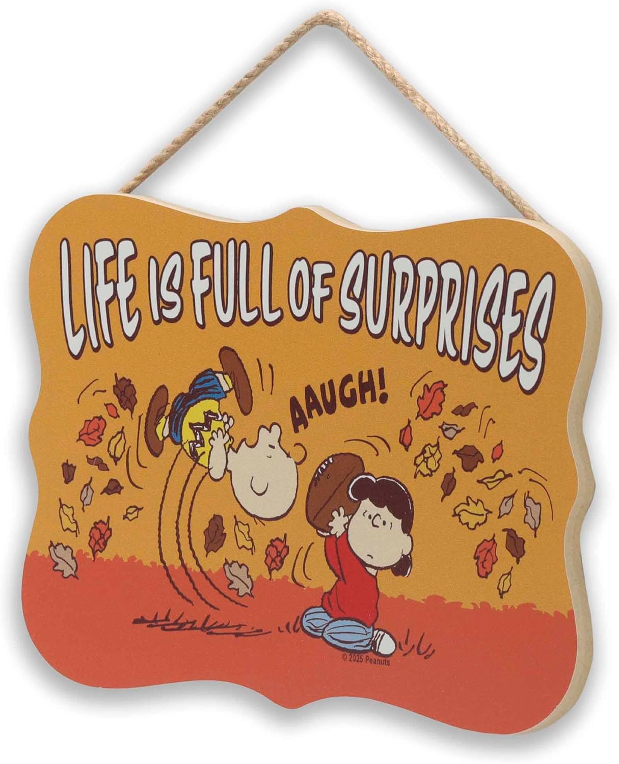 Peanuts Life Is Full of Surprises Hanging Wood Wall Decor - Fun Charlie Brown Sign for Fall Decor - Image 2