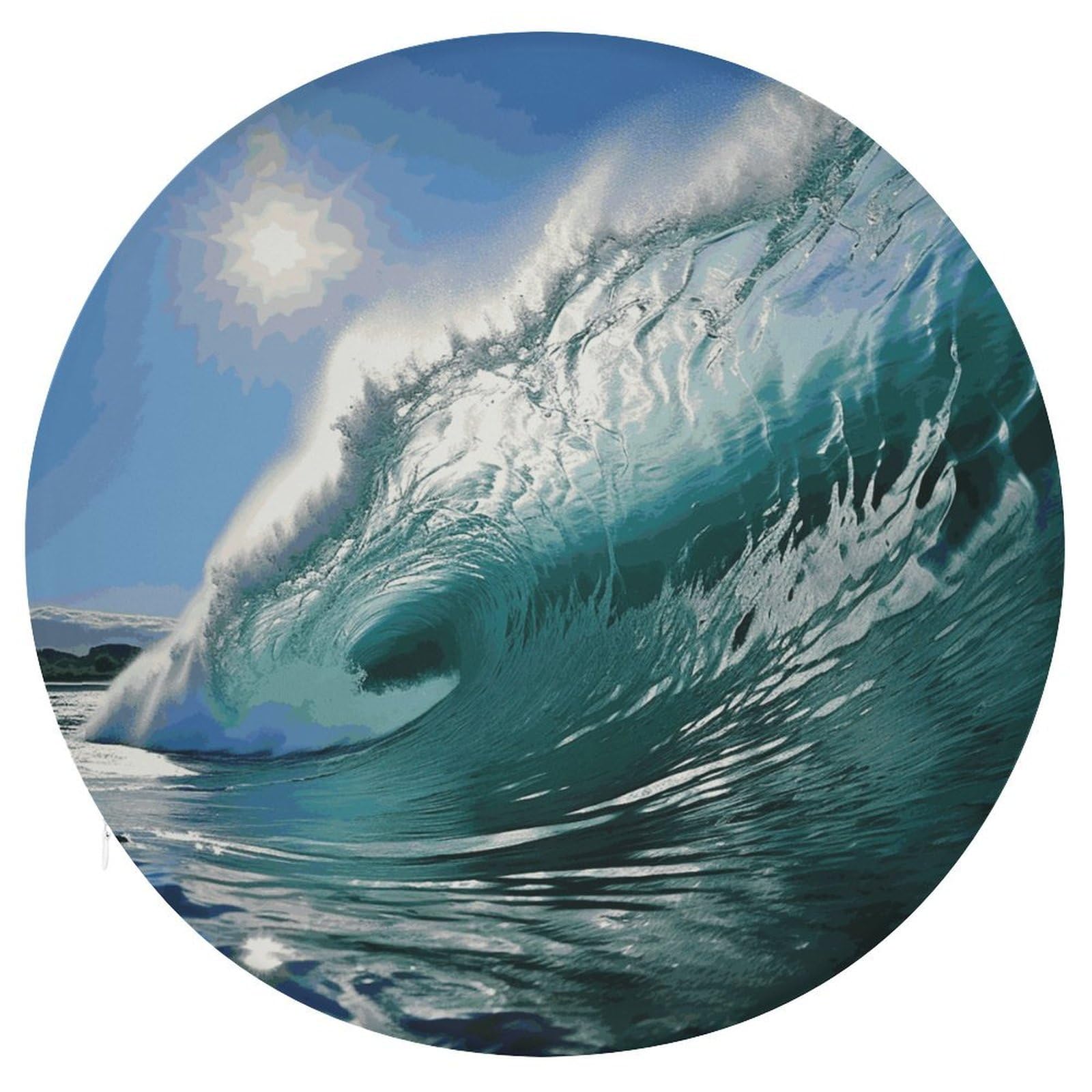 Wsoihfec Style Big Ocean Wave Seat Cushion Round Chair Pad