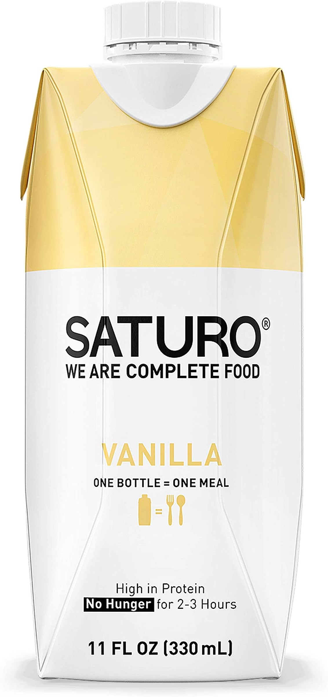 SATURO Meal Replacement Shakes Ready to Drink Saturo, Vanilla, Premade Shake High in Protein, Non-dairy, 330 calories, 8 Pack (Packaging May Vary)