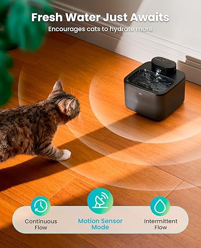 Miniatura 8 de oneisall Fuente de agua inalámbrica para gatos fuentes de agua inalámbricas para mascotas de 74 oz2.2 L, bomba silenciosa integrada SilentFlow de 20