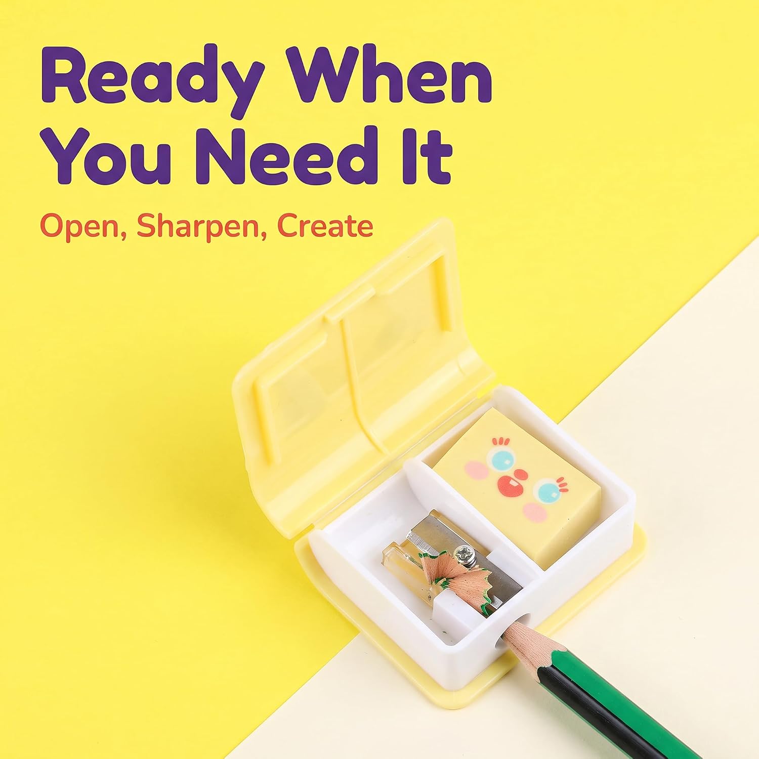 1Pc Multicolor Cute Dual Purpose Book Pencil Sharpener Eraser, Cute Cartoon Student Eraser Pencil Sharpener Writing and Correction Supplies image 2