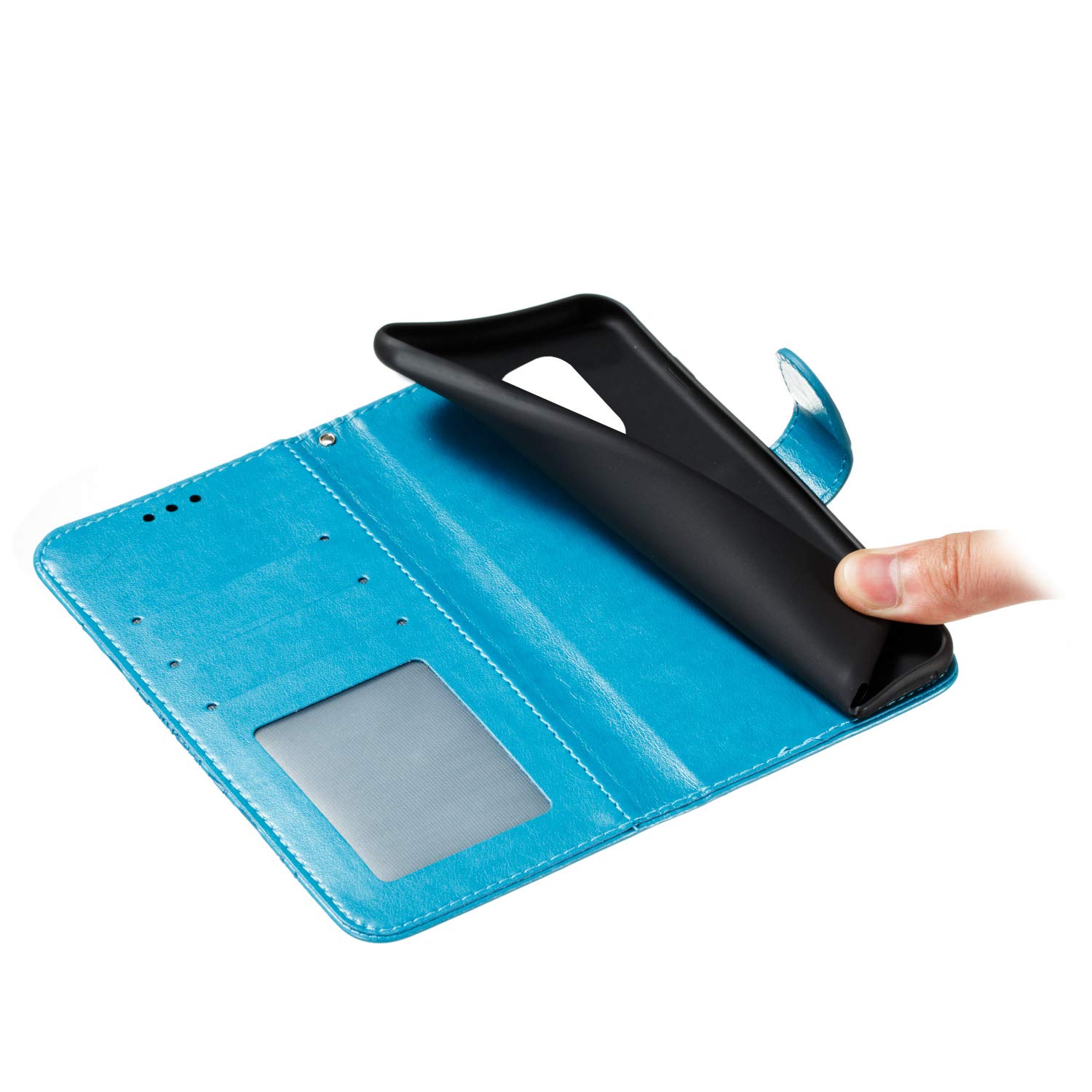 IMEIKONST Wallet Case For Xiaomi Redmi Note 9, Bling Diamond Butterfly Embossed PU Leather With Card Slots Holder Magnetic Closure Flip Stand Cover For Xiaomi Redmi Note 9 Cystal Butterfly Pink SD - View #11