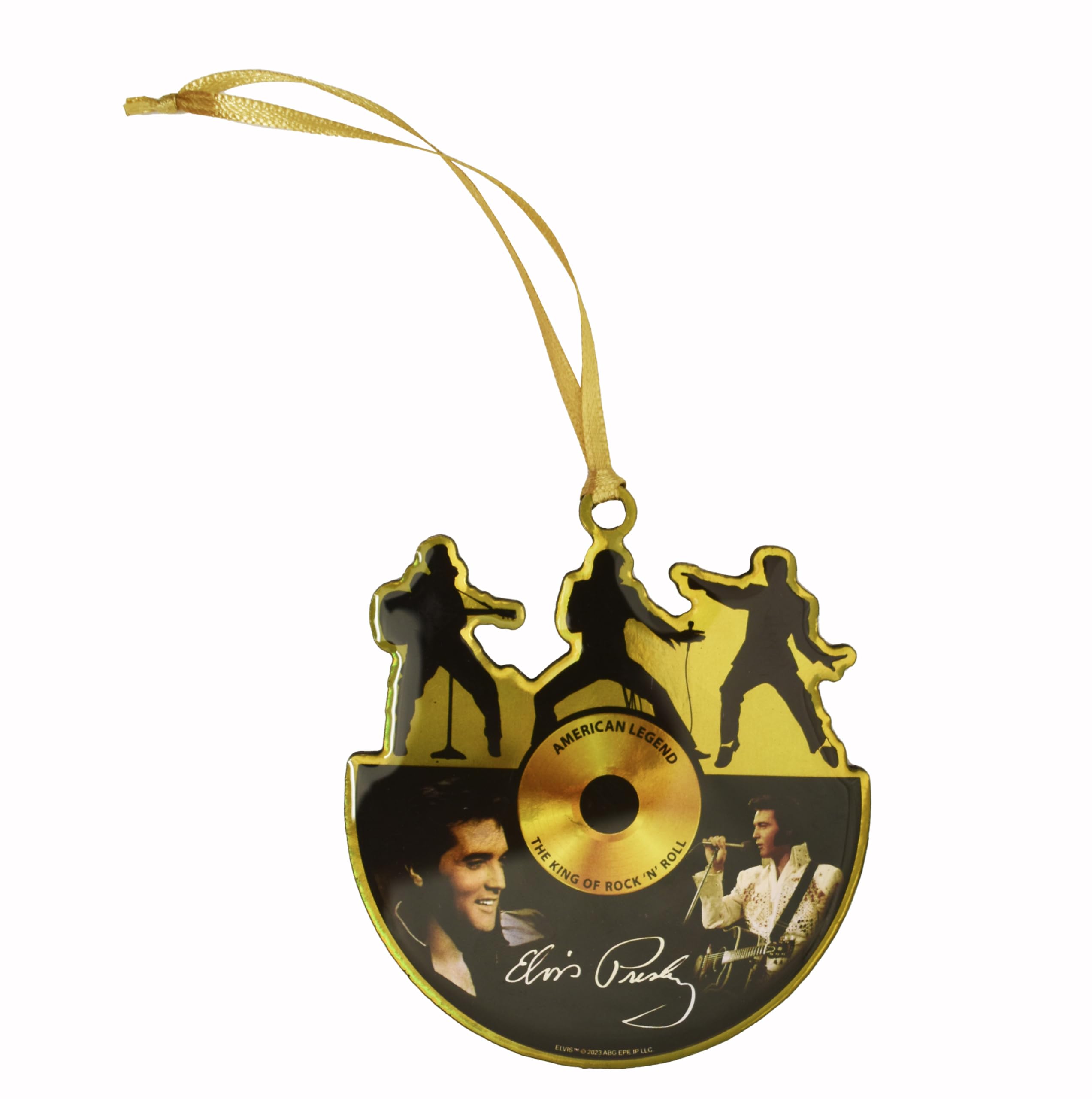 Ornement Elvis Disque d'or - Décoration suspendue rock'n'roll pour sapin et intérieur