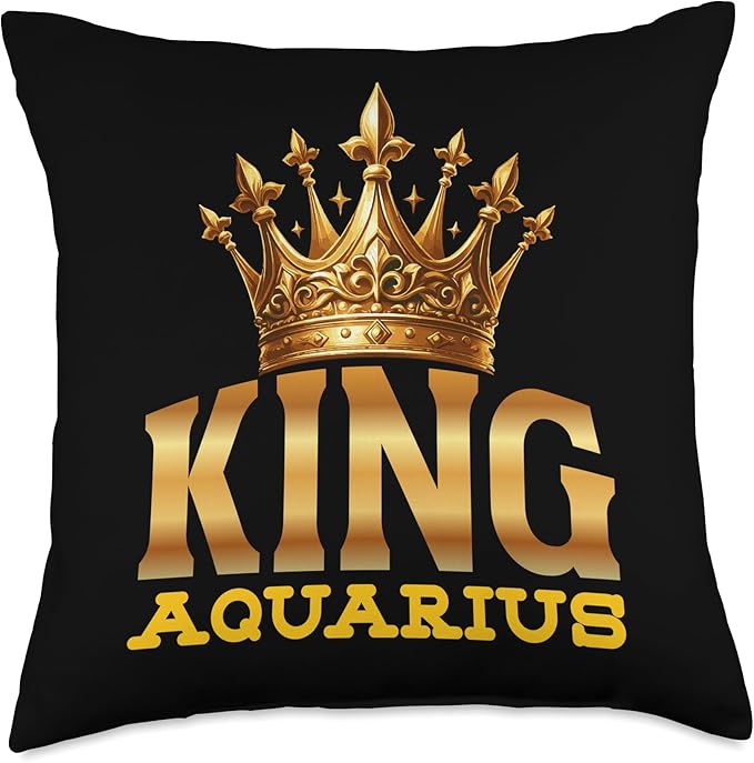 King Aquarius Water Bearer Zodiac Sign Crown Throw Pillow