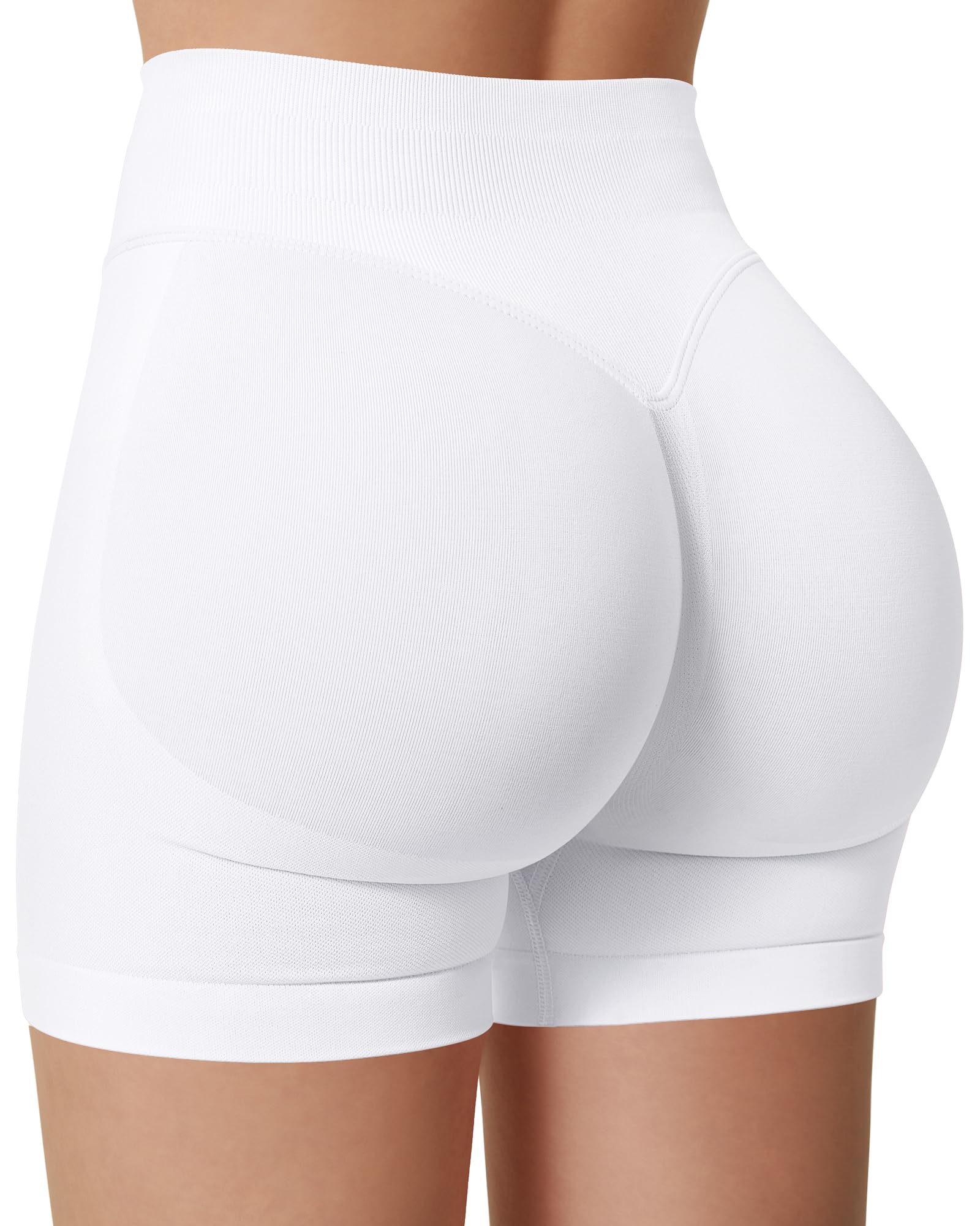 Sorfneo Womens Workout Gym Impact Shorts Seamless Hidden Scrunch Butt Lifting Yoga Shorts with High Waisted Tummy Control