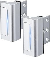 Husfunov 2 Pack Childproof Door Reinforcement Lock - 800 lbs Strength, 3" Stop Metal Flip Deadbolt for Inward Swing Doors (Silver)