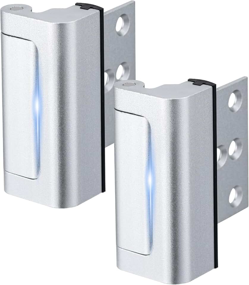 Husfunov 2 Pack Home Security Door Lock,Childproof Door Reinforcement Lock,with 3" Stop Withstand 800 lbs,for Inward Swing Doors,Night Kids Safety Metal Flip Lock Deadbolt Latch (Silver)