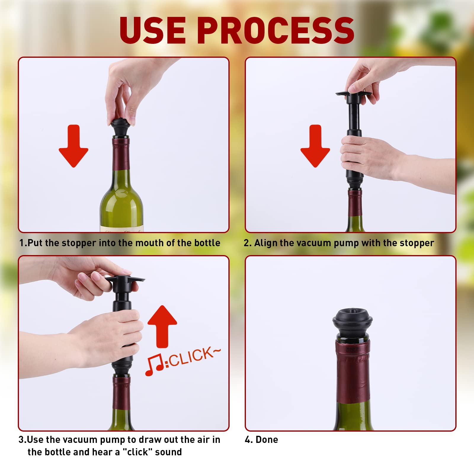 24 tapones de vino al vacío, tapones de vino de goma, tapones de vacío para preservar el sabor del vino, tapones de vacío para mantener tu vino fresco