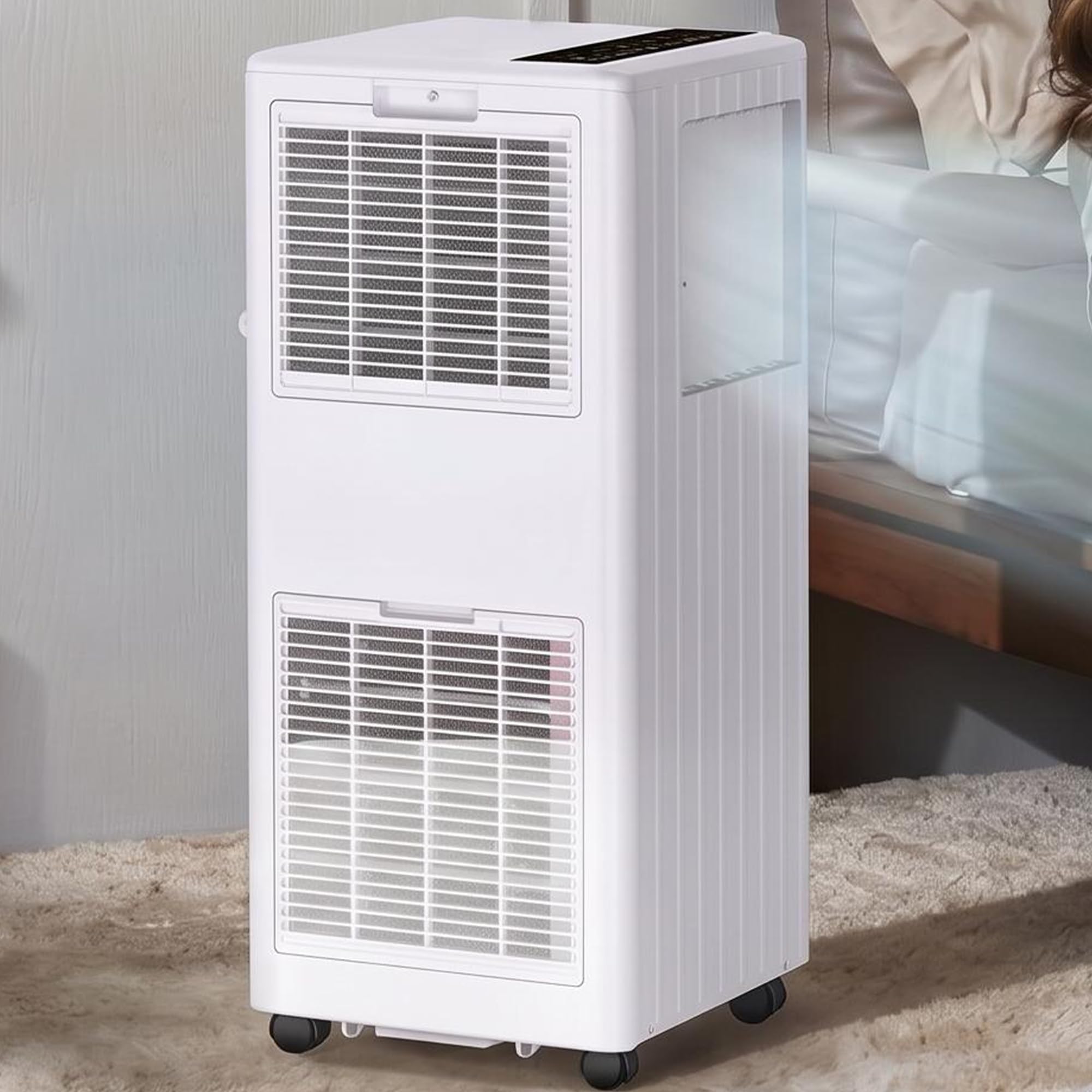 Aire acondicionado portátil 9000BTU - 2.6KW/9000 frigorías - Bajo consumo energético - Pantalla LED, 4 modos, 2 velocidades de ventilador(con mando a distancia) - 25-28 m² - temporizador de 24 horas