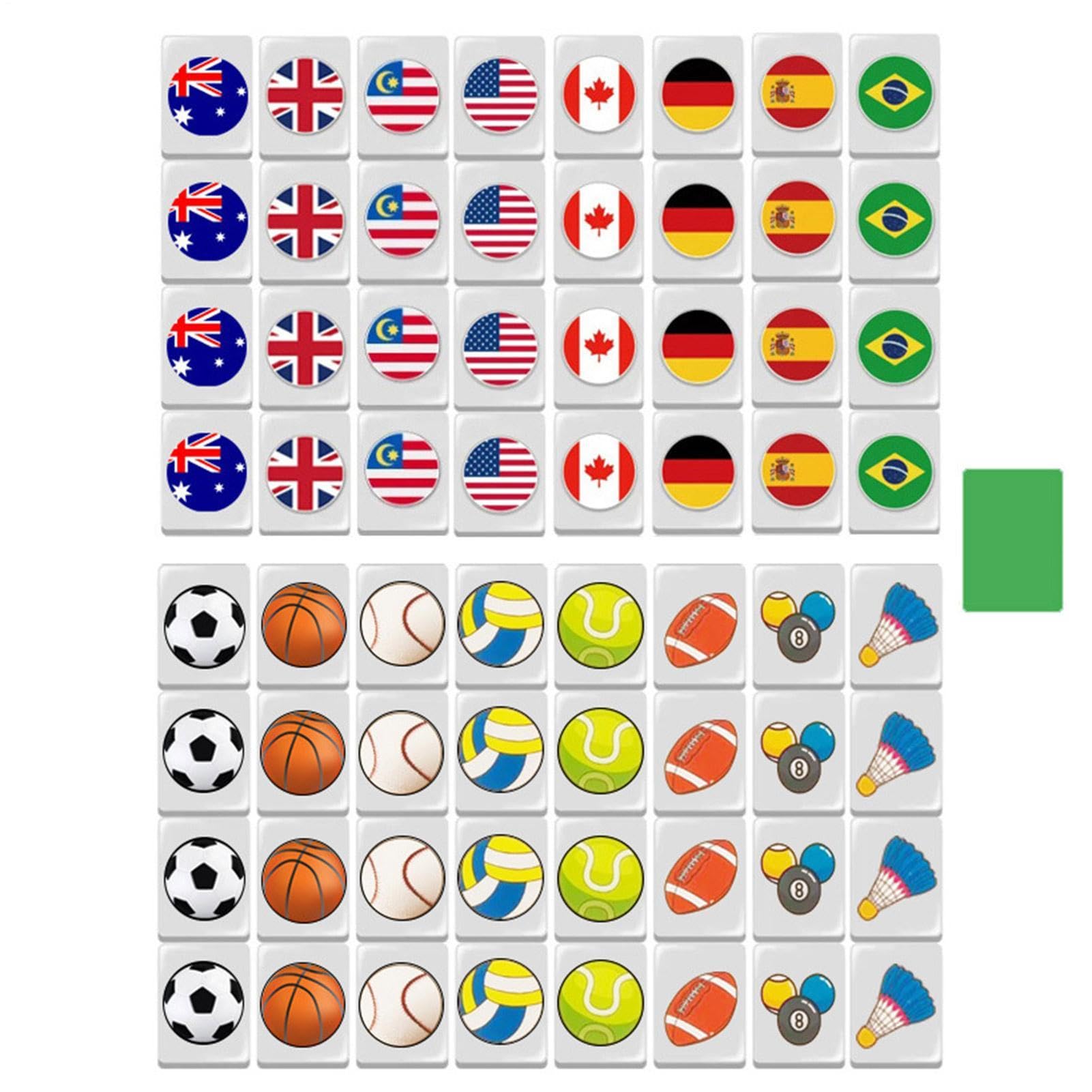 Ensemble de Jeu Mahjong - 65 Blocs, Carreaux et Tuiles avec Motif de Drapeau