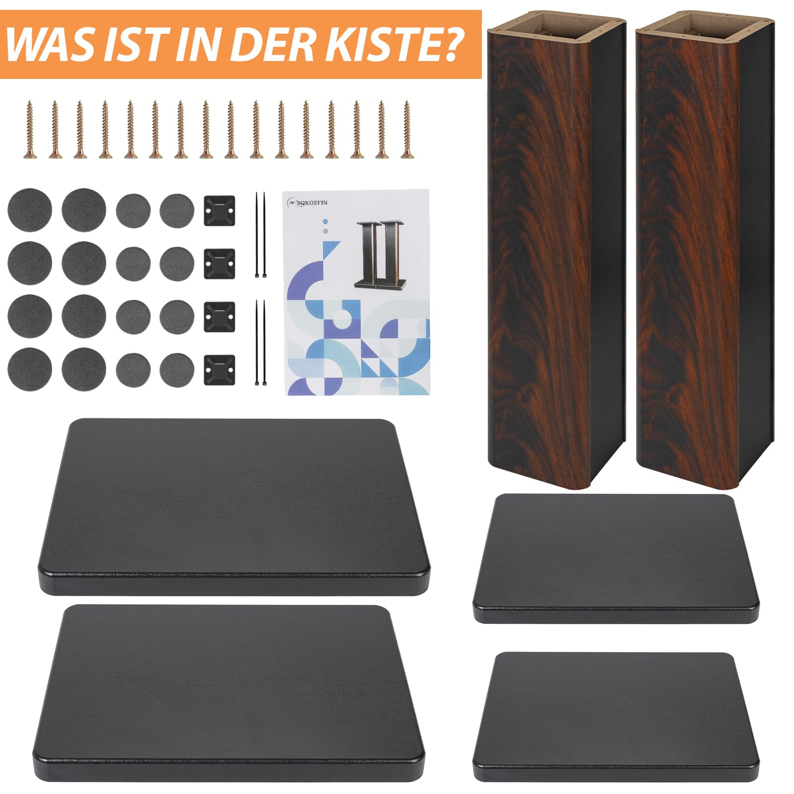 2er-Pack Holz-Lautsprecherständer mit Sand Füllbarer Design, Boxenständer Holz für Satelliten Regallautsprecher, Tragkraft bis zu 50 KG, Bodenlautsprecherständer (50CM)