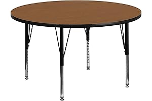 Flash Furniture Wren 42' Adjustable Round Oak Thermal Laminate Activity Table -...