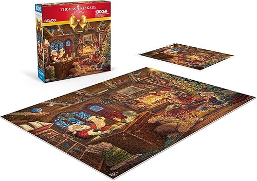 Miniatura 4 de Ceaco - Thomas Kinkade - Vacaciones - Santa comprobando su lista - Rompecabezas de 1000 piezas