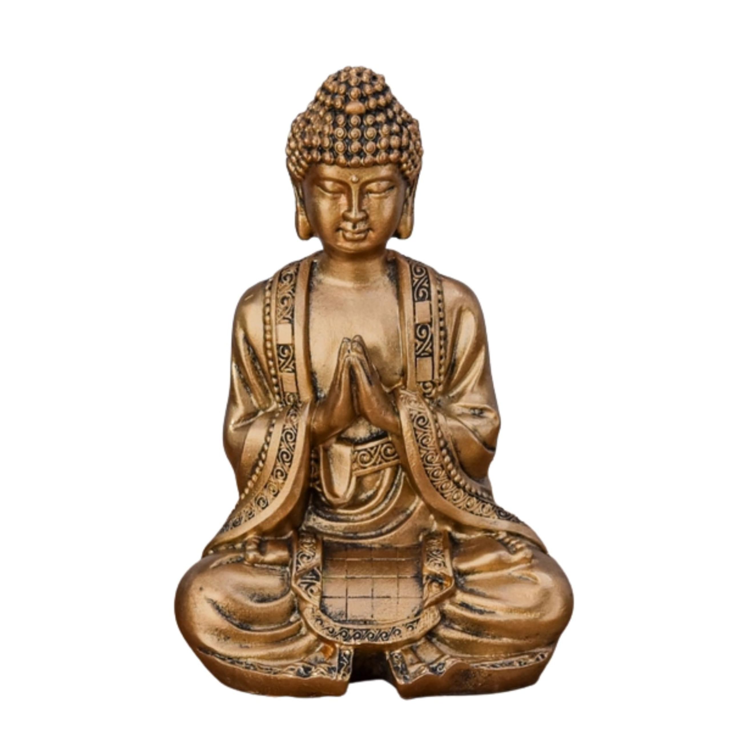 Statue Bouddha Or Méditation – Statuette Décoration Zen et Feng Shui – Apporte de la Spiritualité à Votre Intérieur et Une Ambiance Relaxante – Statue Porte-Bonheur – Hauteur: 12cm – Zen’Light