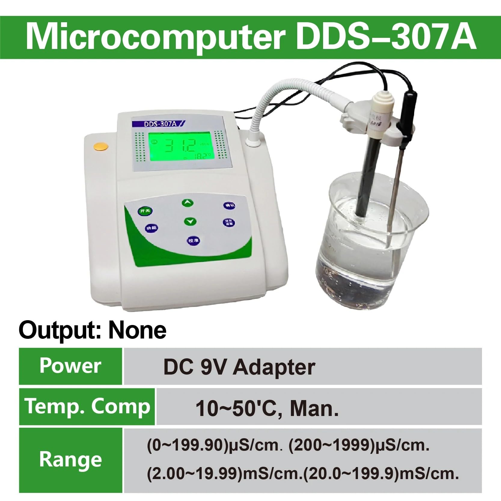 Medidor de conductividad sobremesa con compensación temperatura automática Manual for pruebas agua potable, aguas residuales puras Laboratorio de investigación(307A)