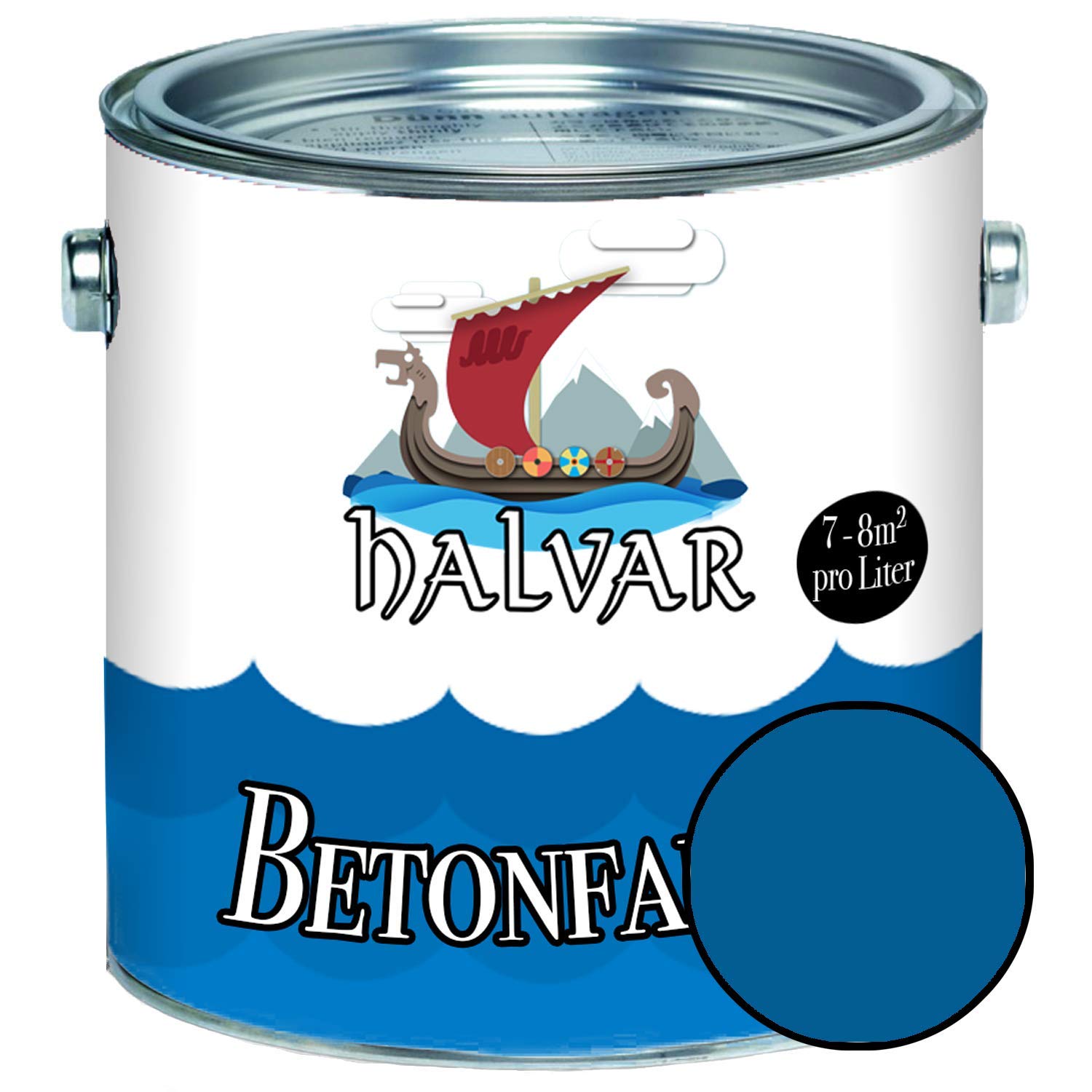 Halvar Betonfarbe/Bodenbeschichtung SEIDENMATT Blau RAL 5000-5024 Fassadenfarbe (1 L, RAL 5005 Signalblau)