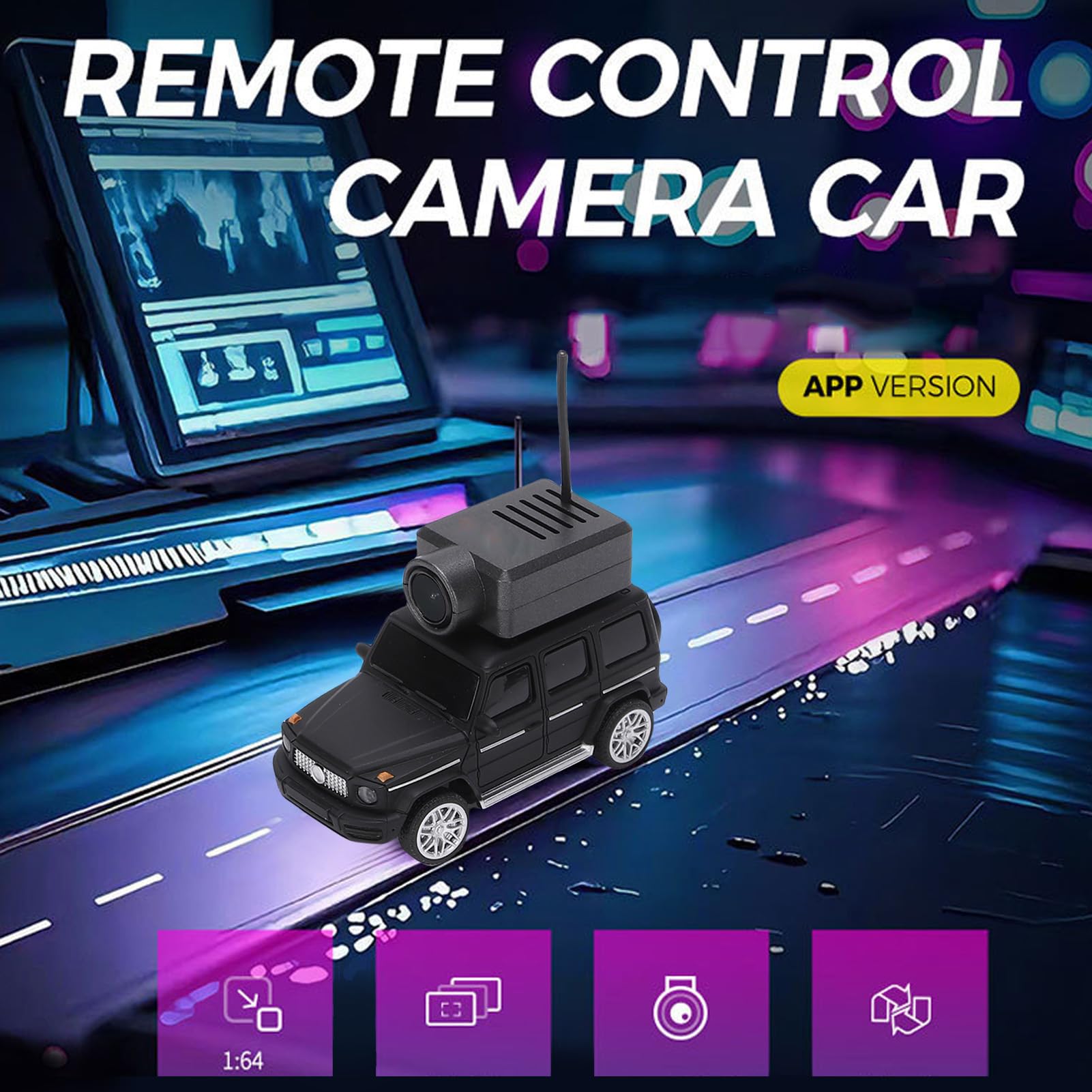 Sxhlseller Auto Radiocomandata con Telecamera HD, WiFi FPV e Controllo Tramite App, 2.4G, 3 Velocità, per Gioco e Intrattenimento