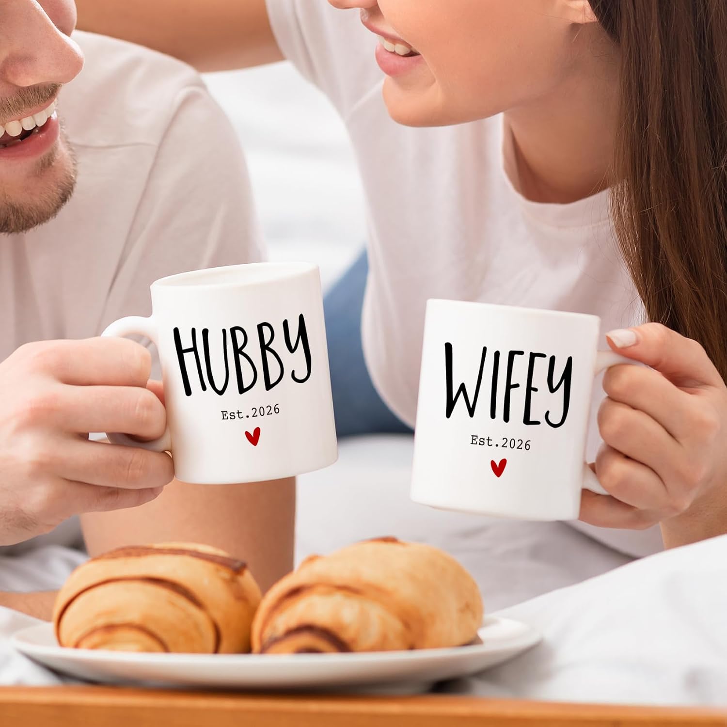 Wifey Hubby Mugs Gift Set for Husband & Wife - 11oz Ceramic Couples Cups with Fun Design | Perfect for Anniversary, Valentine's Day & Weddings 2026 (2-Piece Set) -243