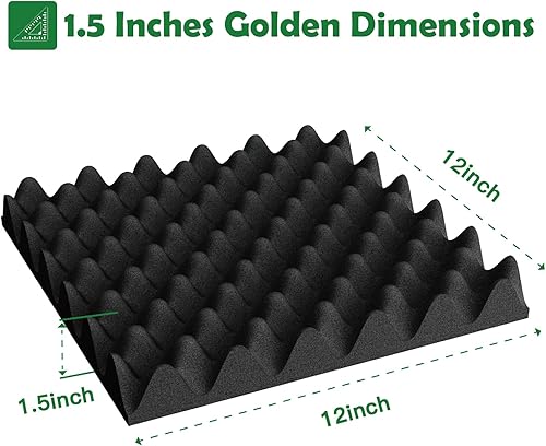 Miniatura 7 de Paquete de 6 espuma acústica de 1.5 x 12 x 12 pulgadas, espuma de caja de huevos a prueba de sonido (diseño más insonorizante), paneles acústicos