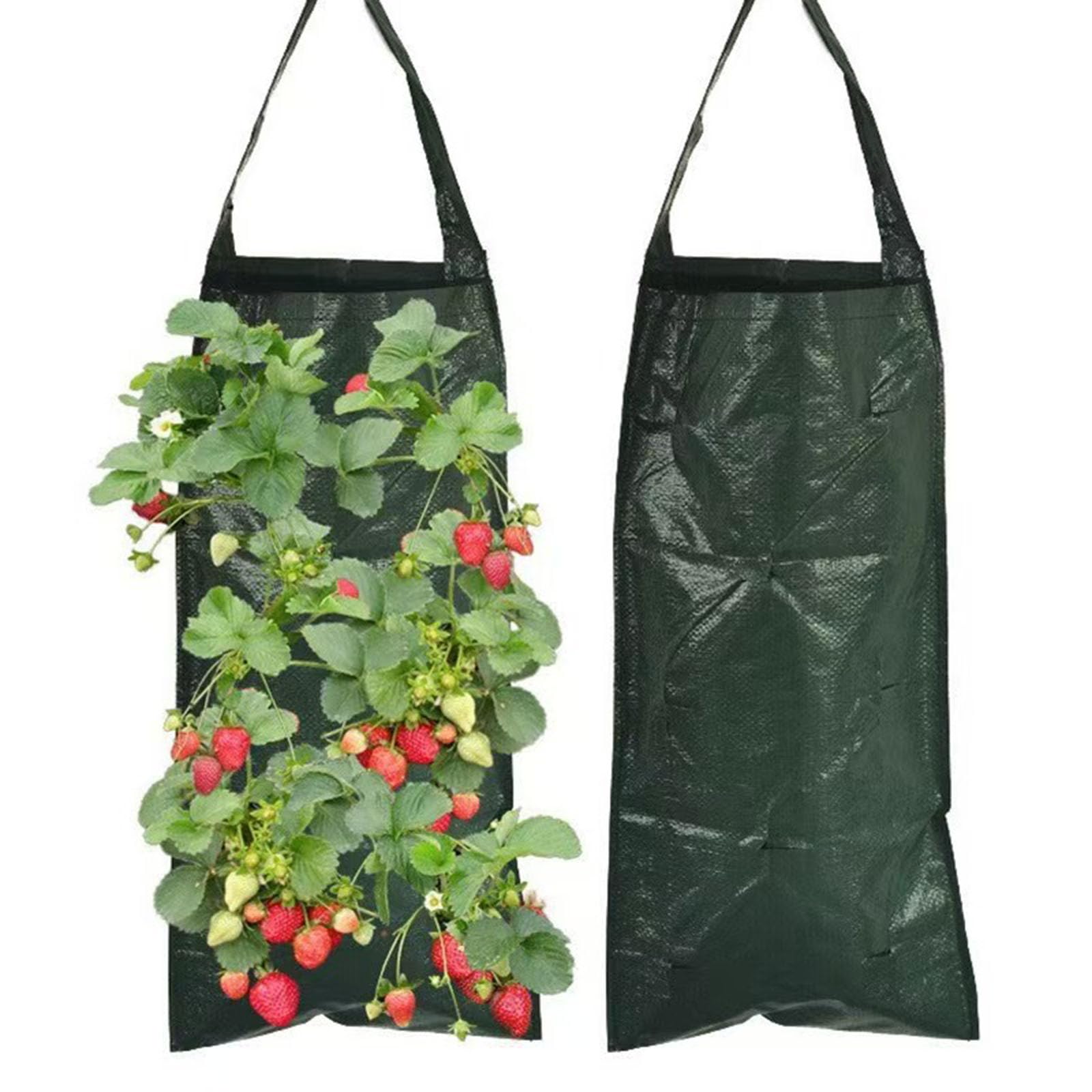 Hanging Strawberry Planter | Upside Down Hanging Planter For Strawberries | Durable Thickened Aeration Fabric Grow Bags | Garden Wall Vegetable Planters With Planting Holes And Reinforced Handles