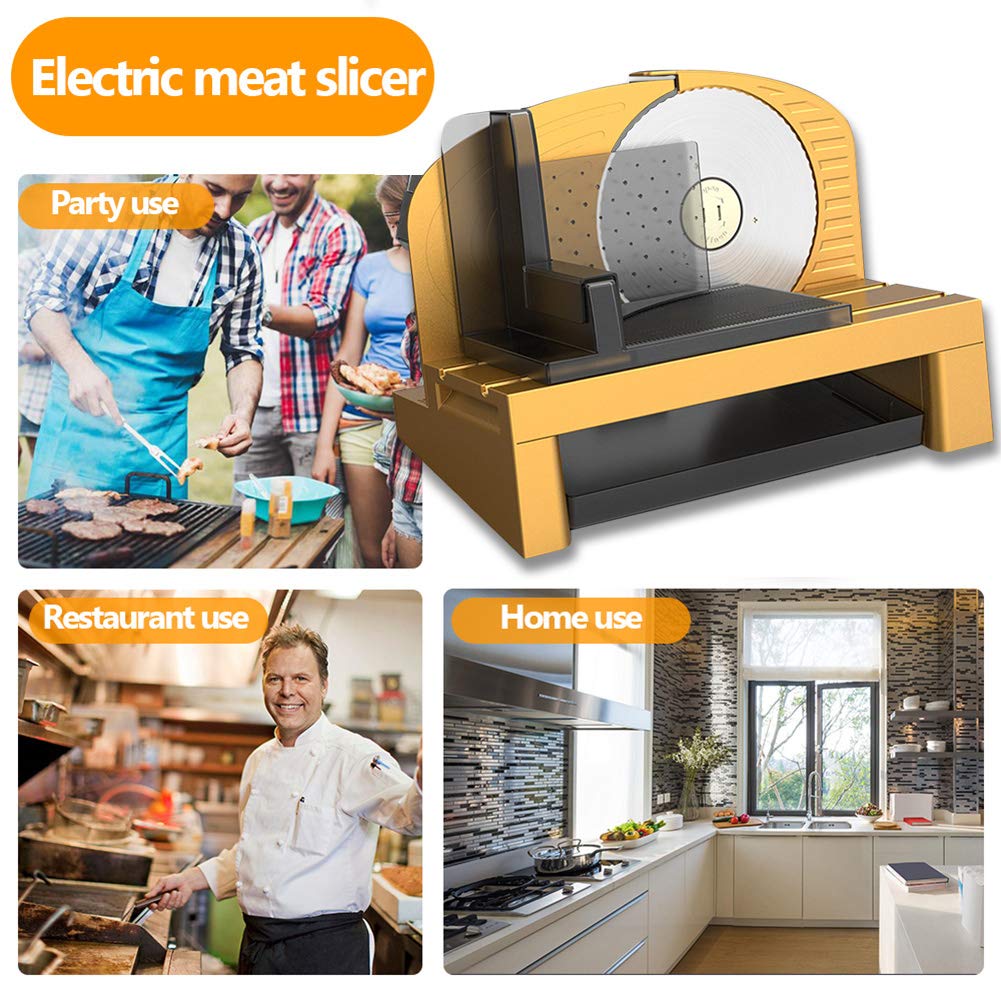 Fleischschneider, 200 W elektrischer Lamm-Rindfleisch-Fleischschneider für den Haushalt, Toastbrot-Obst-Gemüse-Schneider, manuelle Küchenmaschine, Dickeneinstellung 0–22 mm