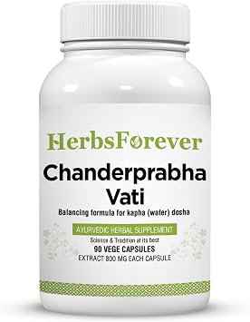 Chanderprabha Capsules Traditional Ayurvedic Formulation Kapha Balancing Supplement Supports Healthy Kidneys and Urinary Function 90 Vege Capsules 800 Mg Each