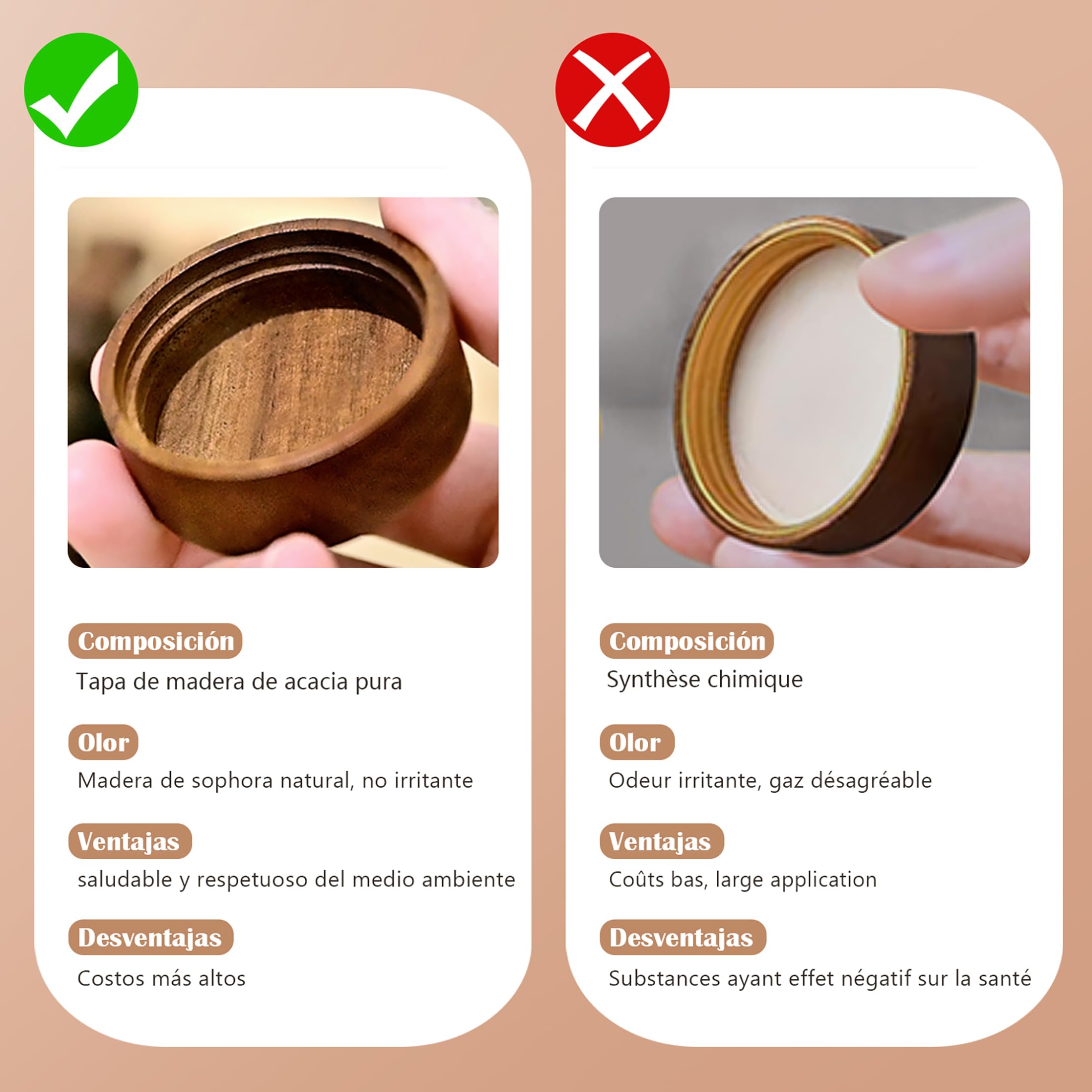 SAEIV Elegante Botes de Especias en Cristal Acacia (24 x 120 ml), Almacenaje Cocina Cuadrado con Etiqueta - Juego Utilitario