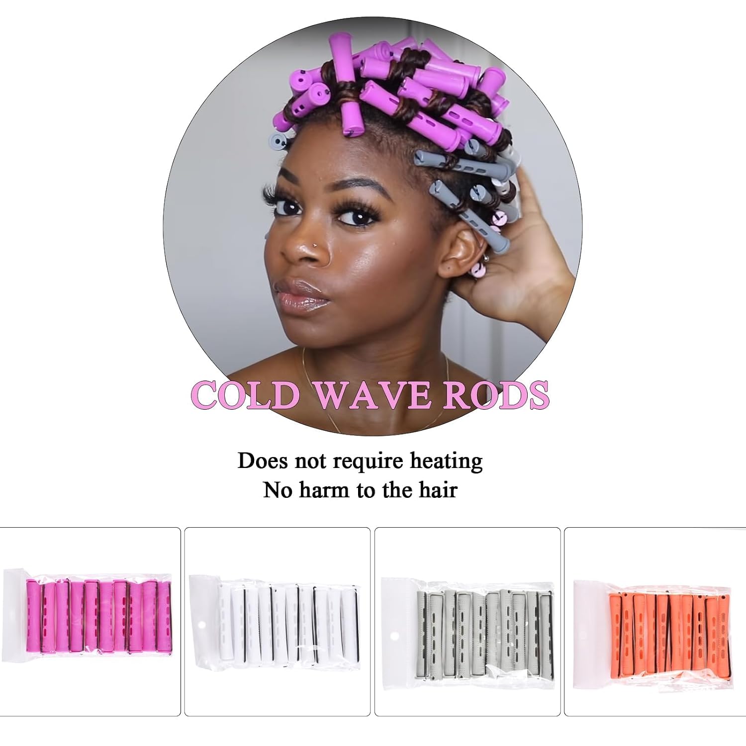 40Pcs Small Perm Rods for Short Hair Permanent Wave Curling Rods 4 Sizes Plastic Cold Wave Rods Hair Rollers for Short Medium Straight Curly Hair Rollers for Women
