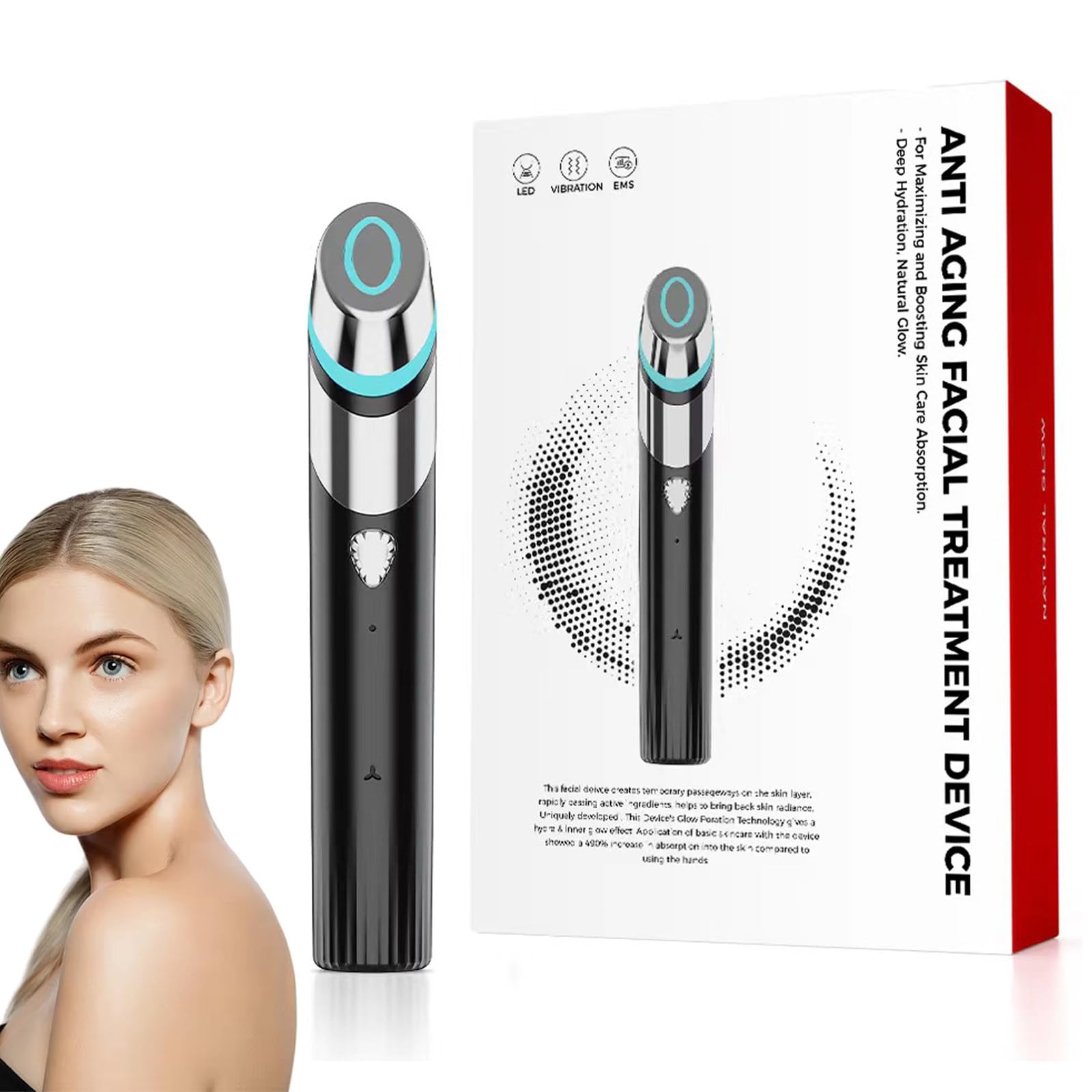 Hautpflegegerät – Gesichts-Glow-Booster, LED-Anti-Falten-Gerät, 5-Gang-Einstellung, Ausstrahlung, Elastizität, Maximierung Und Steigerung Der Hautpflegeaufnahme