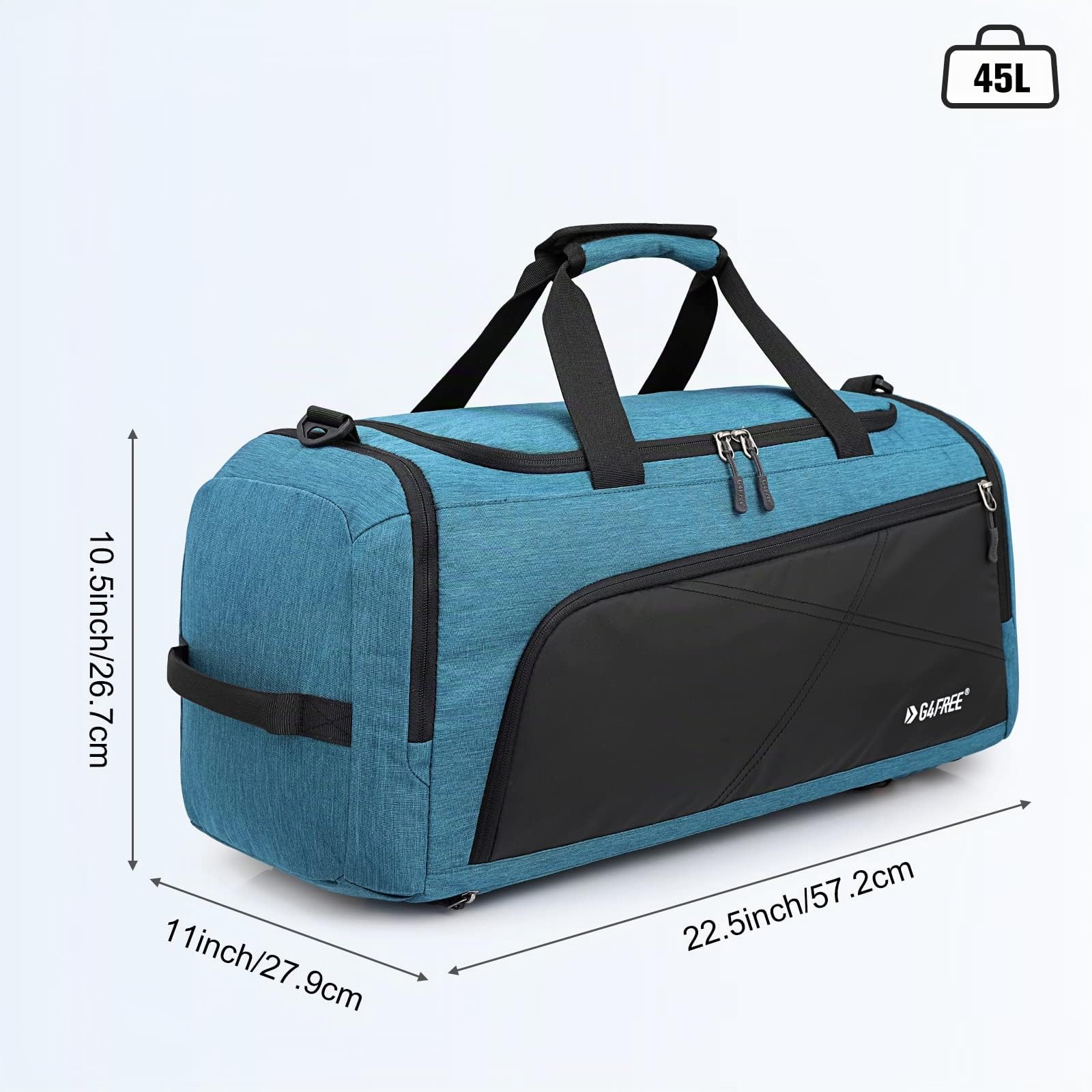 G4Free 45 l/60 l 3-Wege-Reise-Rucksack, großes Gepäck, Sporttasche mit Nassfach und Schuhfach für Reisen, Schwimmen, Yoga, Wandern, Camping