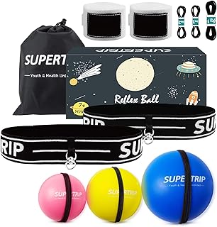 Supertrip Boxing Reflex Ball, 3 Difficulty Level Boxing Training Ball with Headband for MMA Speed Training Adult/Kids Boxing Equipment Punch Ball for Training, Fitness and Hand Eye Coordination