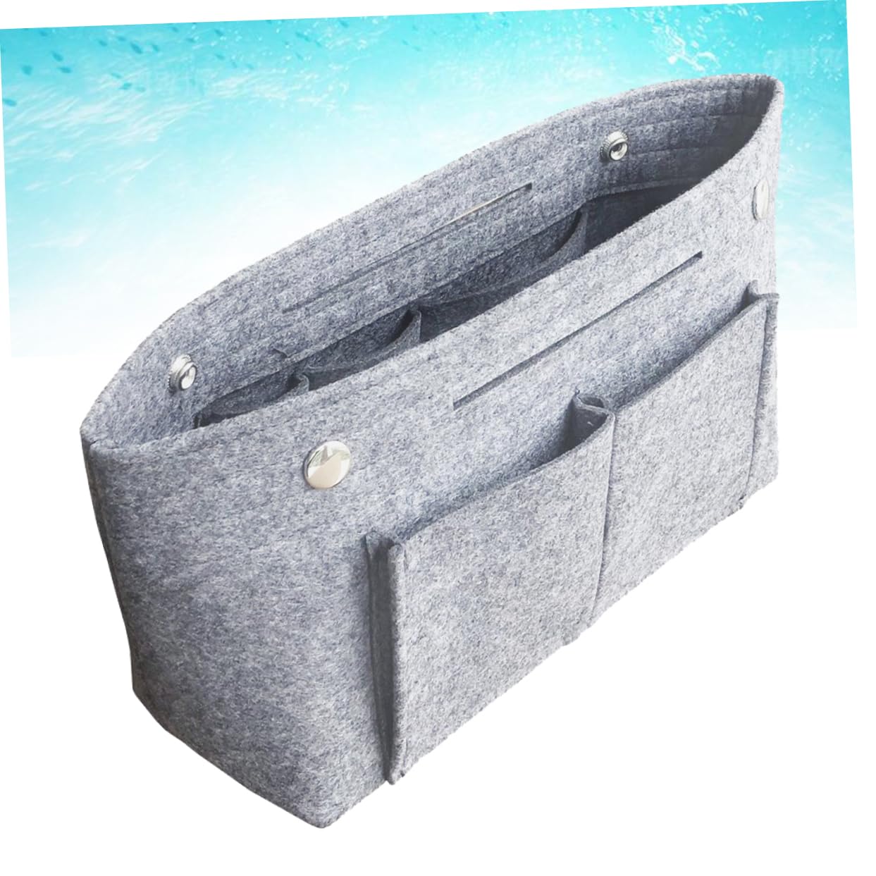 Lot De 3 À Main en Feutre Trousse De Maquillage Trousse De Toilette Portable Capacité Plusieurs Compartiments Gris
