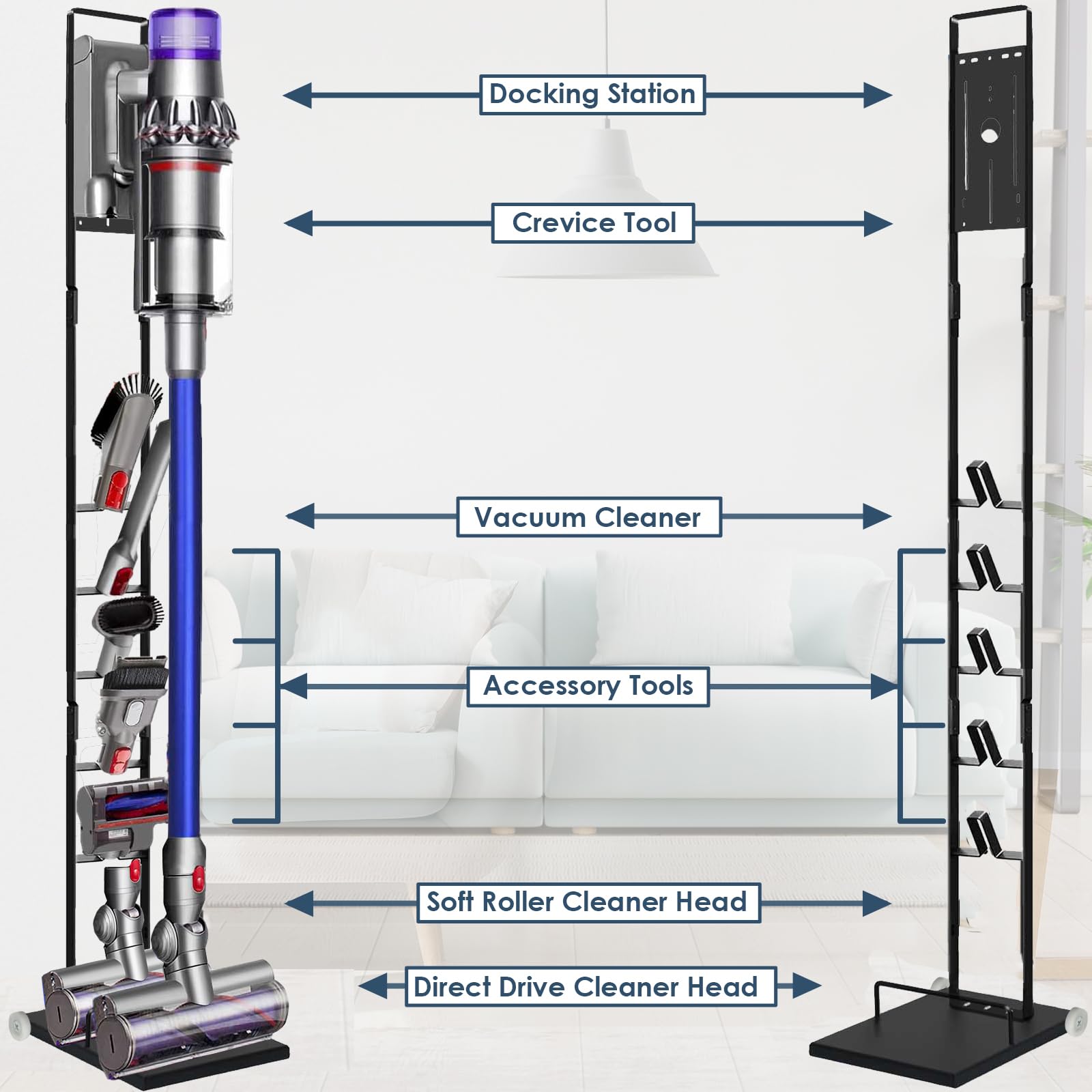 Vacuum Stand Compatible with Dyson V15 V11 V10 V9 V8 V7 V6 with Wheels,Heavy Base Metal Bracket Holder, Storage Bracket Stand for Dyson Cordless Vacuum Cleaners & Accessories & Attachments thumbnail 12