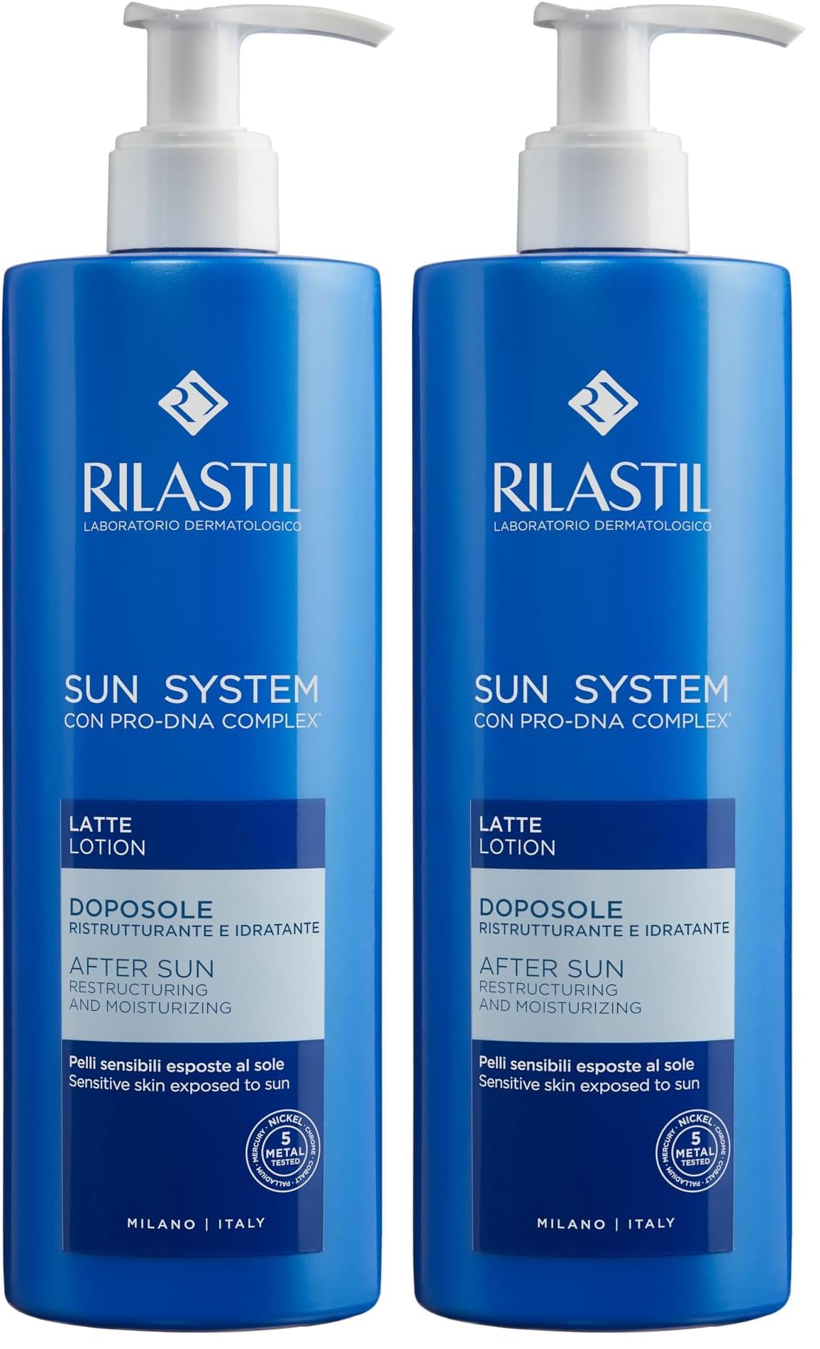 Rilastil Sun System After-Sun, Erfrischende Gesichts- und Körpermilch, Flüssige Emulsion mit Leichter Textur, Feuchtigkeitsspendend und Regenerierend, 400 ml