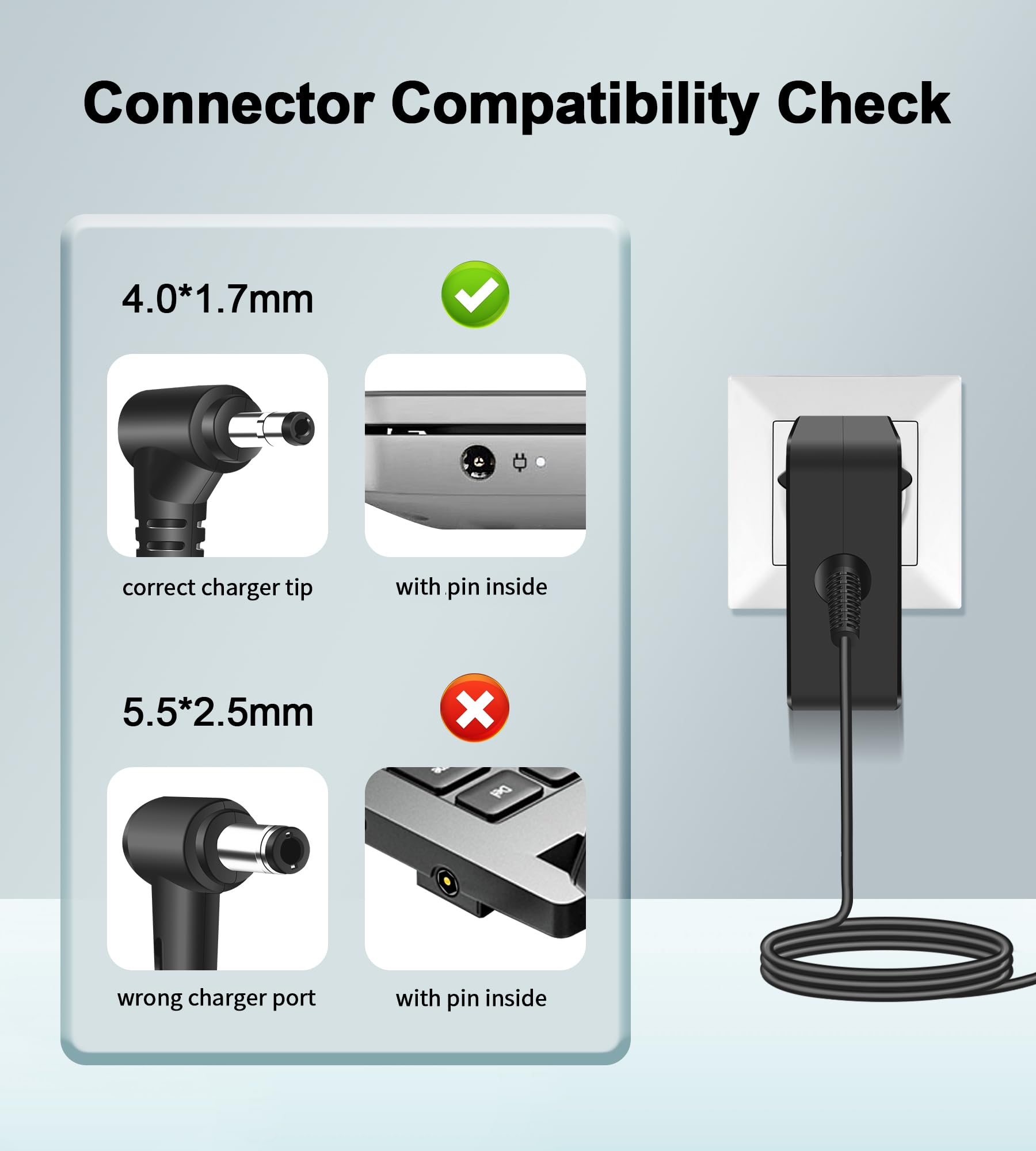 Alimentatore 65W Compatibile con Lenovo IdeaPad 330 320 310 Flex 5 S340 S145 V14 V15 Yoga Caricabatterie 4.0x1.7mm