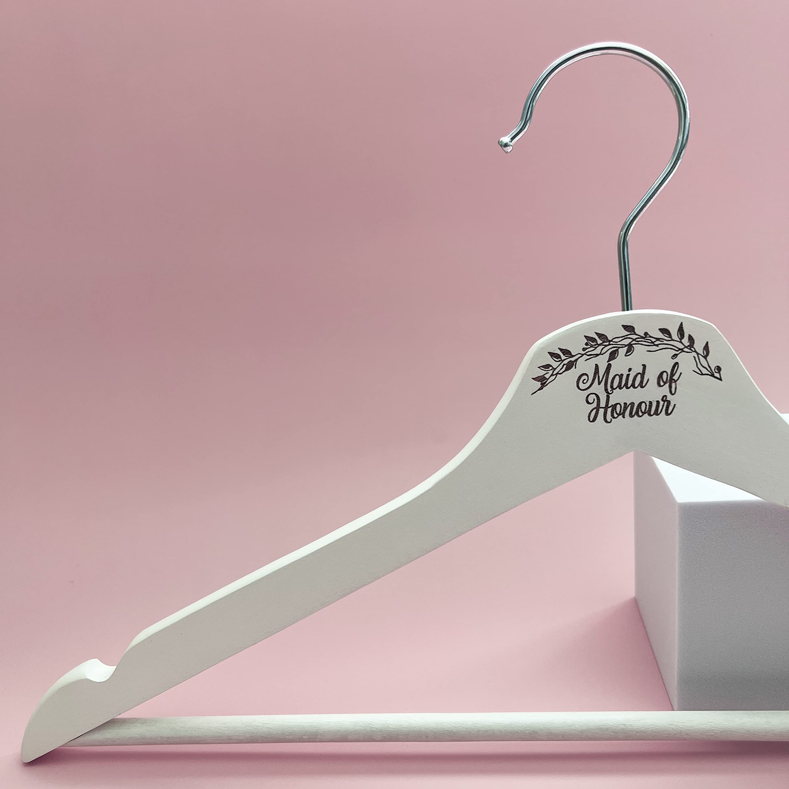 Wooden Wedding Coat Hanger. Laser Engraved Bridal Hangers. Wedding Day Gift. Anniversary Hanger Gifts (Maid of Honour) - Image 2